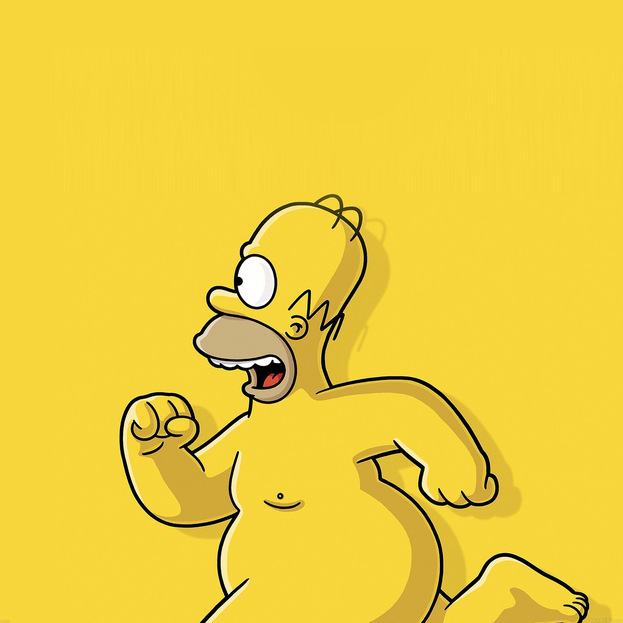 Homer Simpson running on a yellow background HD Wallpaper