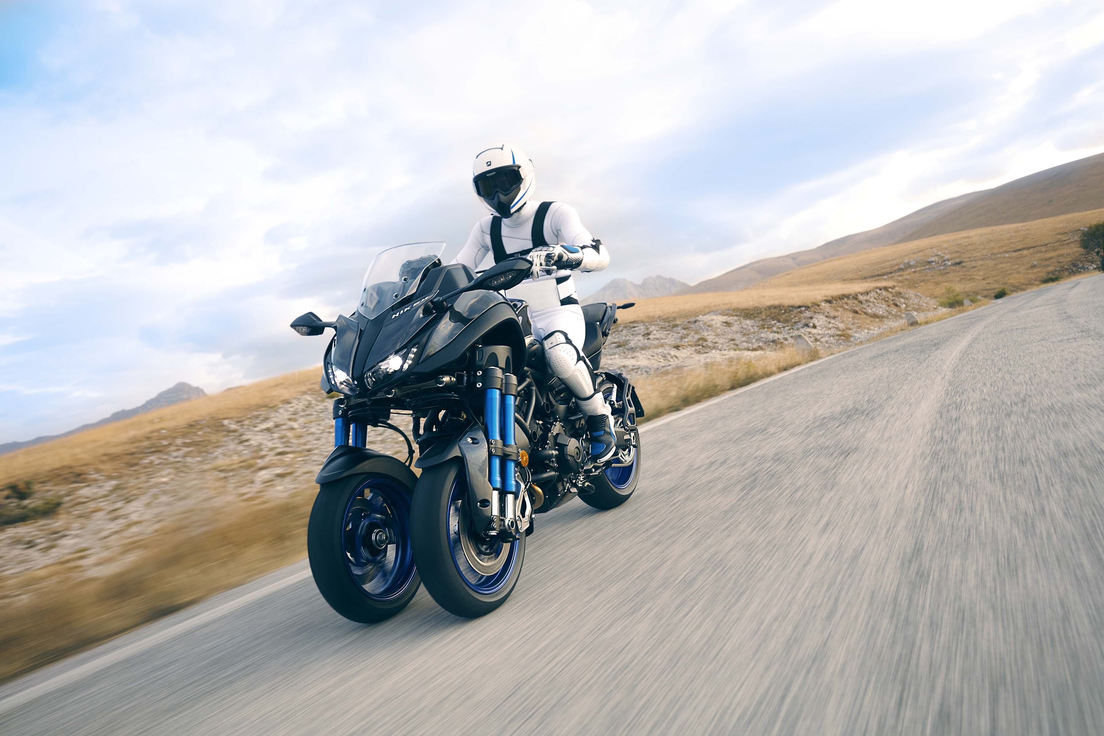 Yamaha Niken motorcycle on a road HD Wallpaper