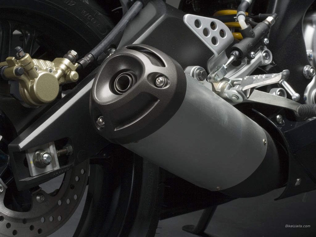 Motorcycle rear brake and exhaust system HD Wallpaper