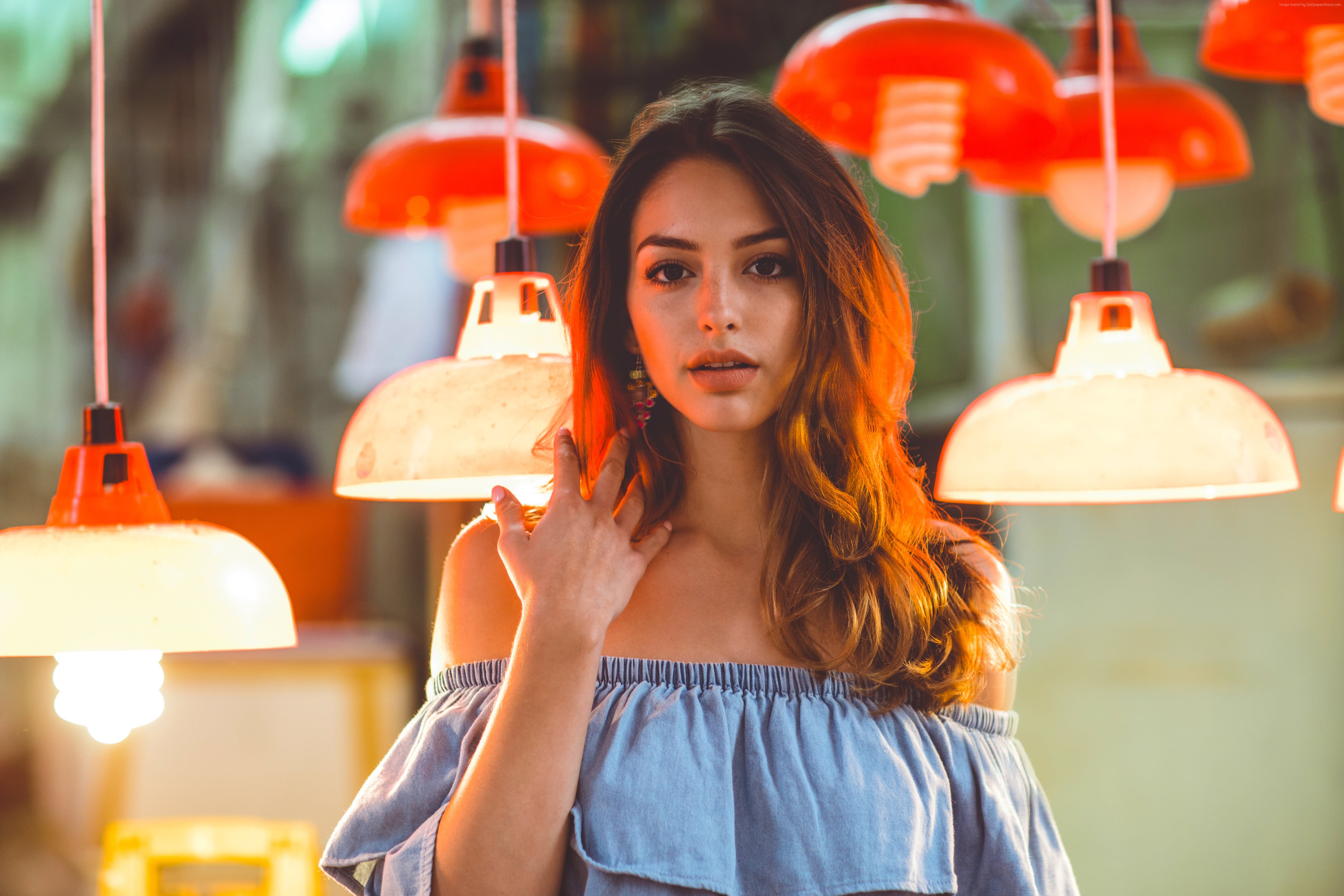 Celine Farach posing under lights HD Wallpaper