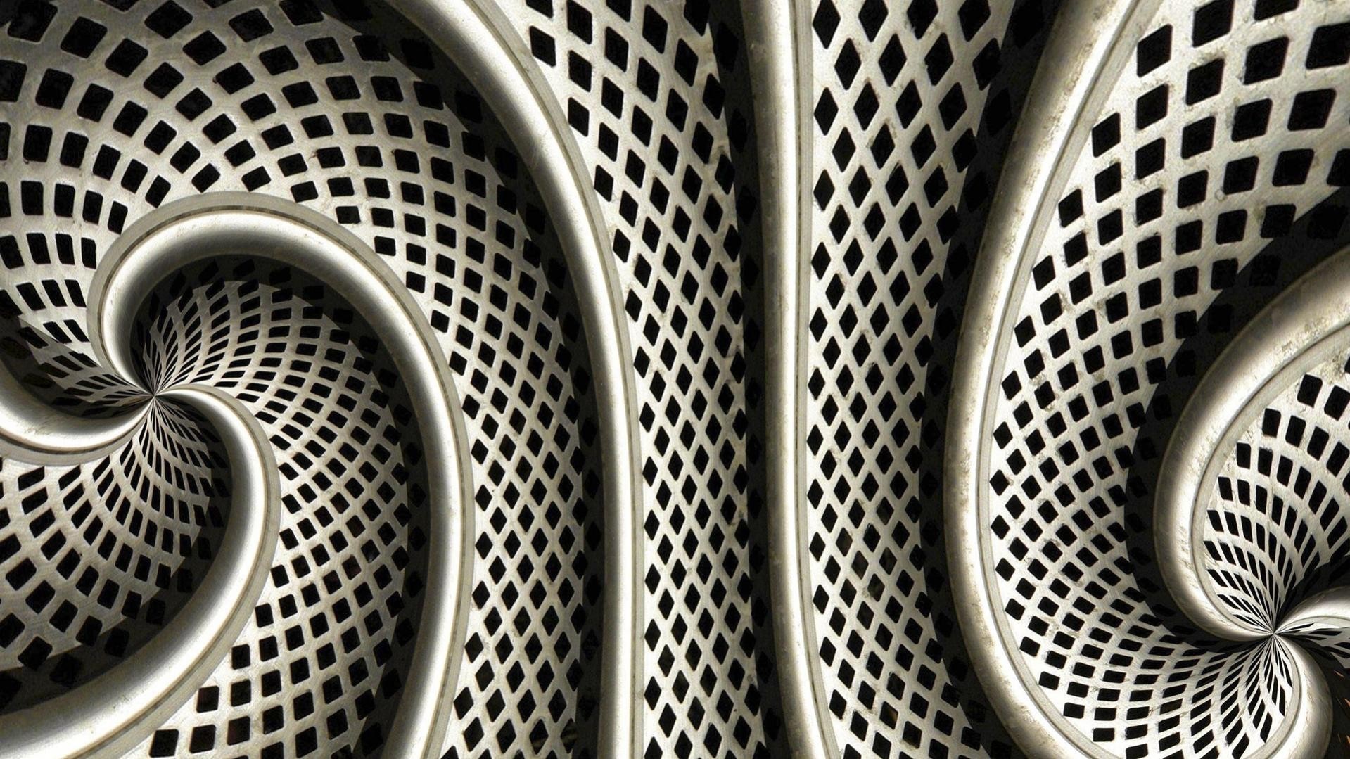 Abstract metallic spiral pattern with diamond grid HD Wallpaper