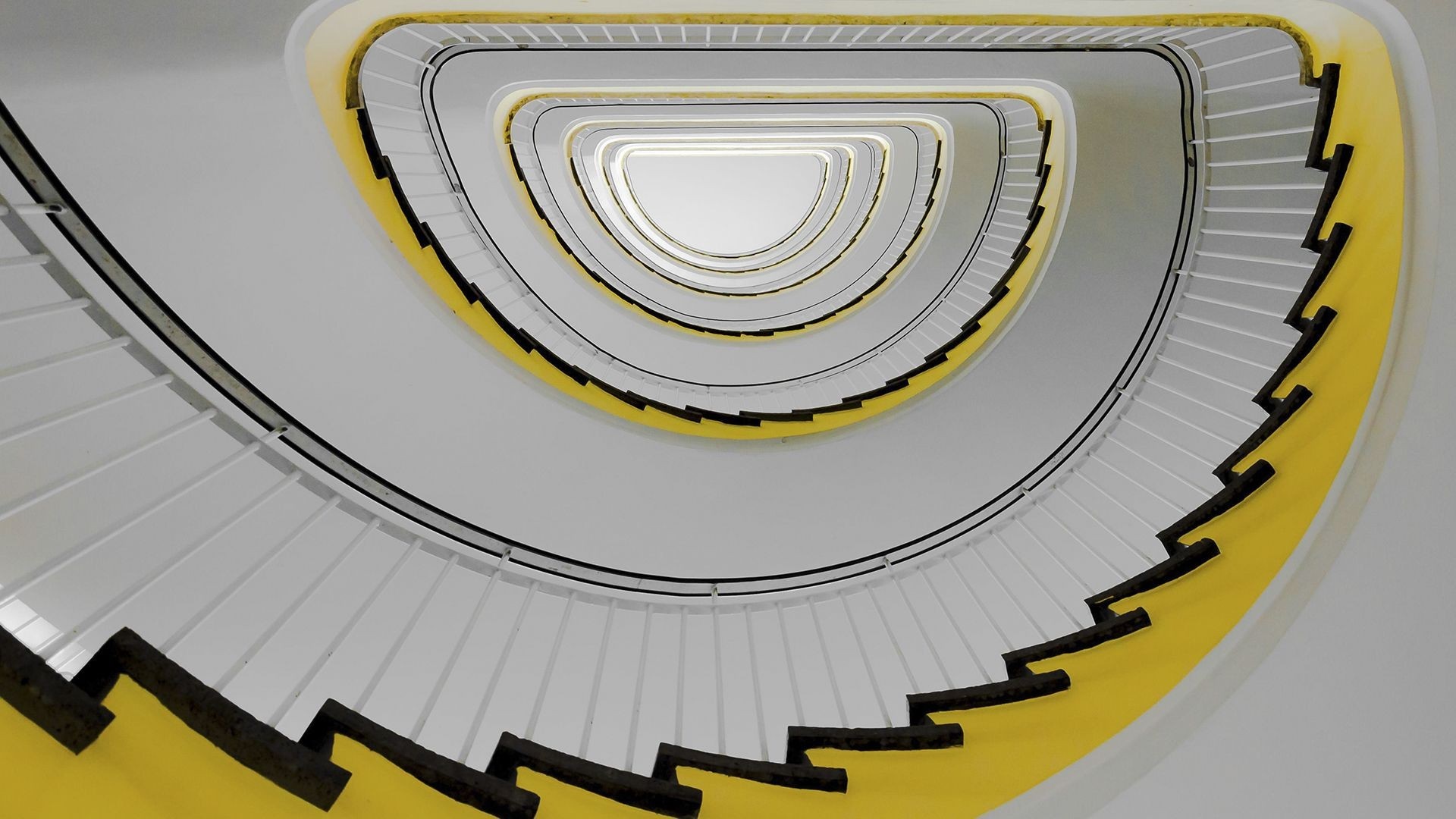 Spiral Staircase with Yellow Accents HD Wallpaper