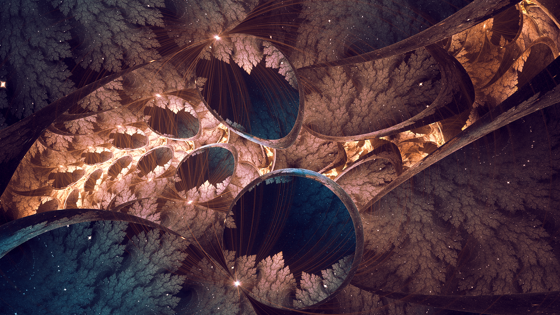 Abstract fractal artwork with blue and brown colors HD Wallpaper
