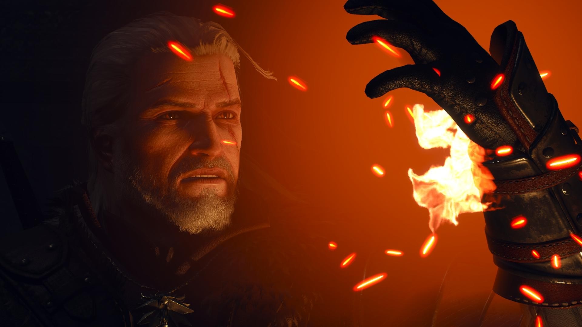 Geralt of Rivia casting Igni in The Witcher 3 HD Wallpaper