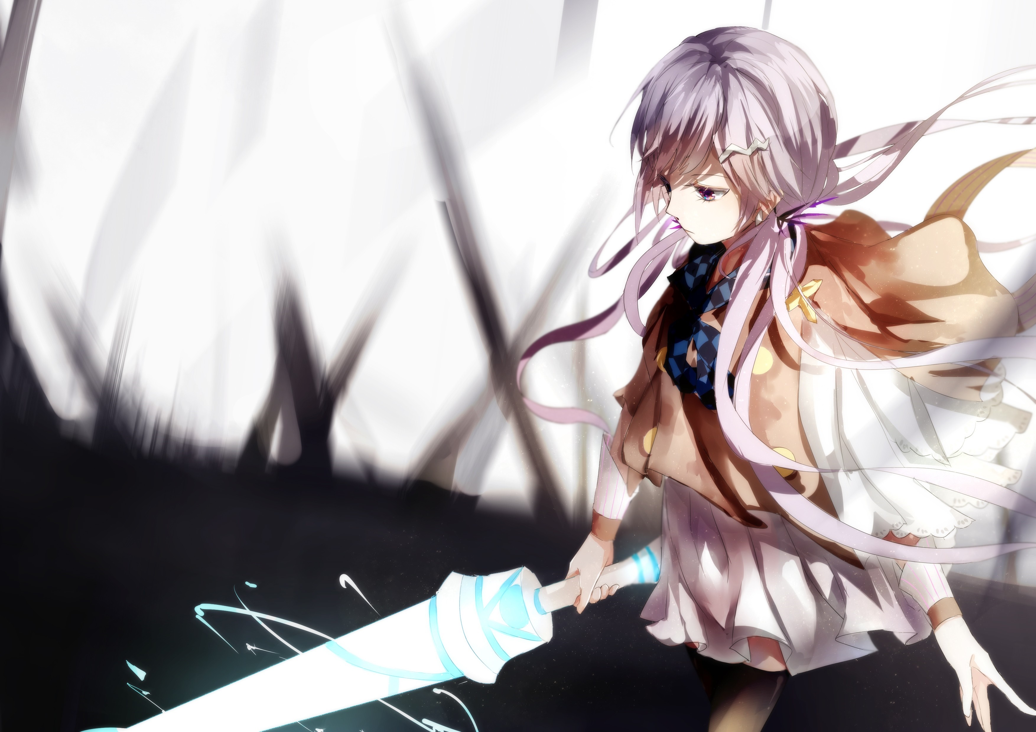 Xin Hua from Vocaloid China holding a glowing sword HD Wallpaper