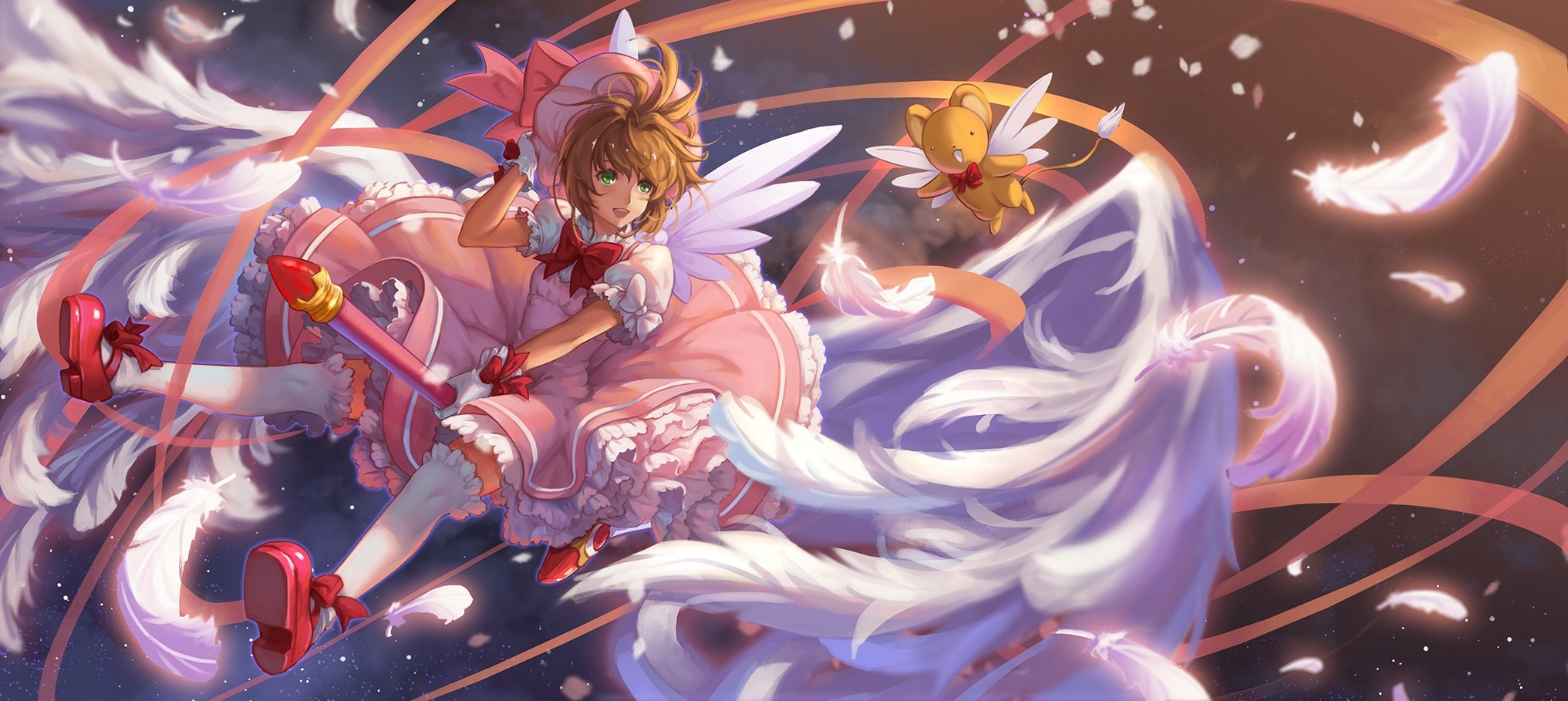 Sakura Kinomoto from Cardcaptor Sakura with Kero HD Wallpaper