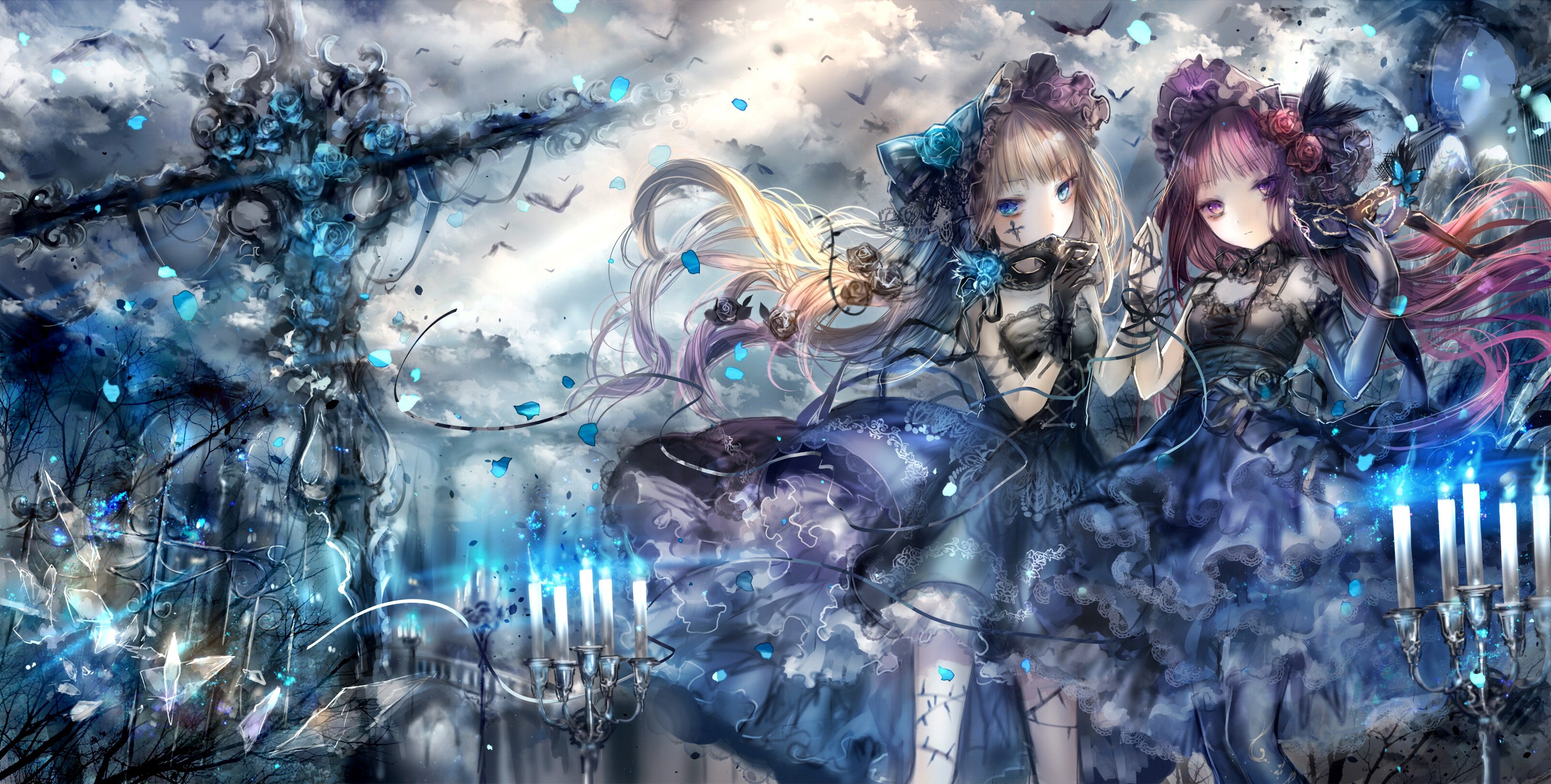 Anime girl in school uniform by a fence HD Wallpaper