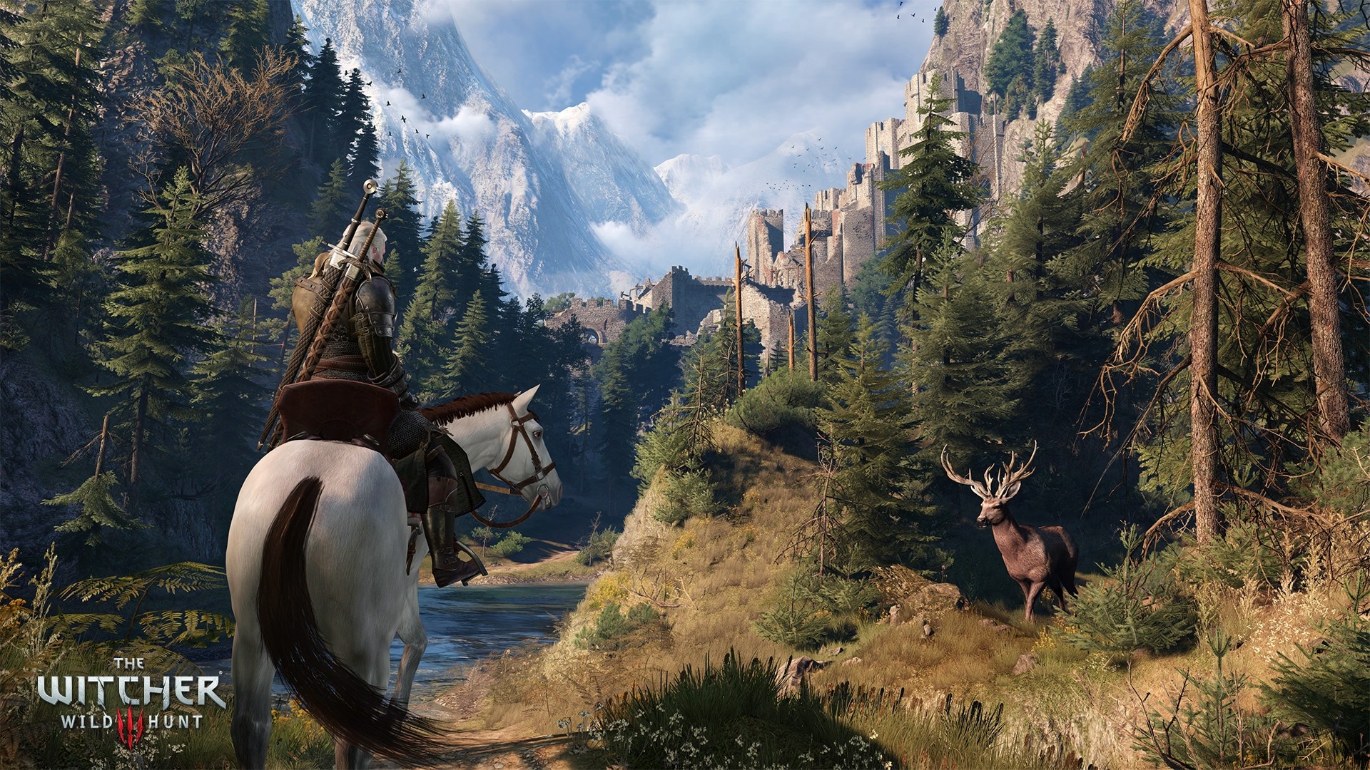 Geralt of Rivia from The Witcher 3 Wild Hunt on horseback HD Wallpaper