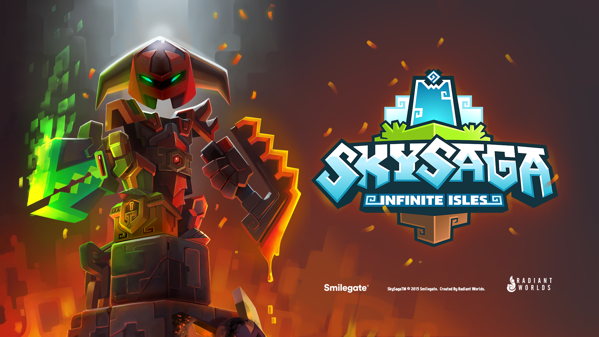 SkySaga Infinite Isles game art with character and logo HD Wallpaper