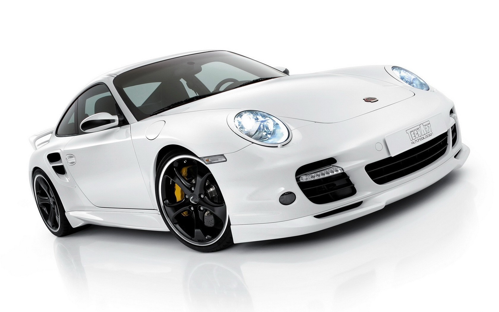 White Porsche Sports Car with Black Rims HD Wallpaper