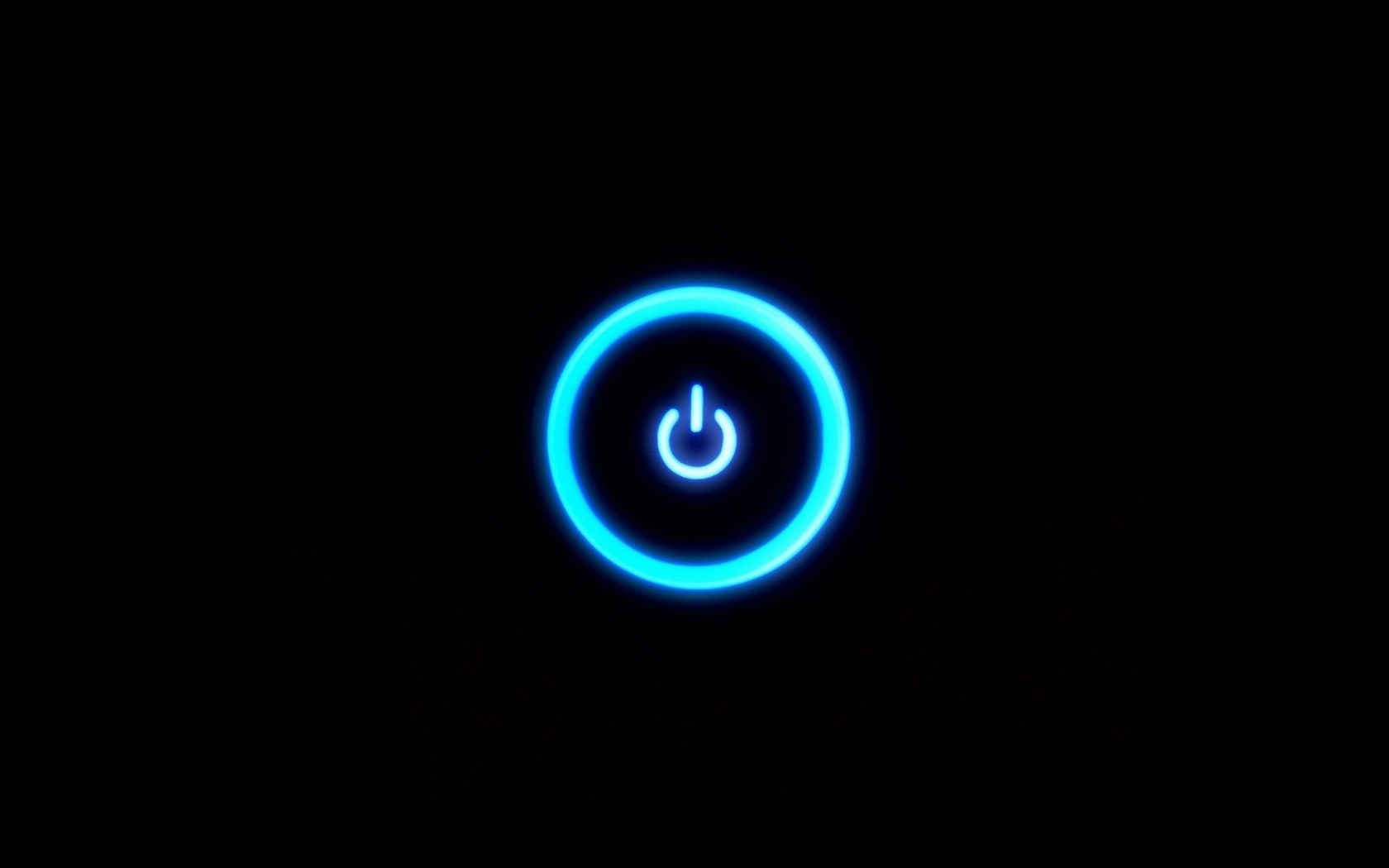 Blue neon power button symbol on black background HD Wallpaper