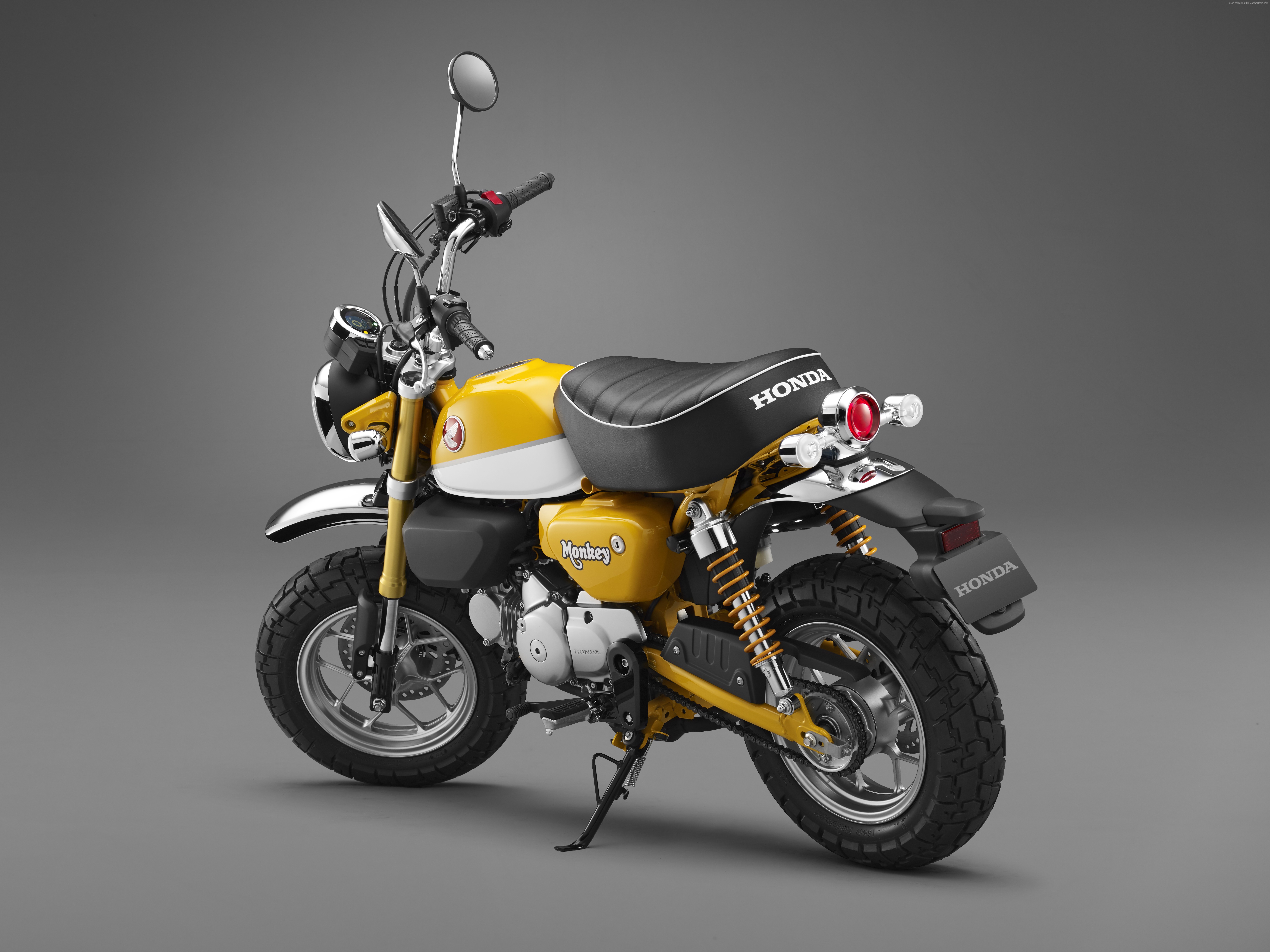 Yellow Honda Monkey 125 Motorcycle HD Wallpaper
