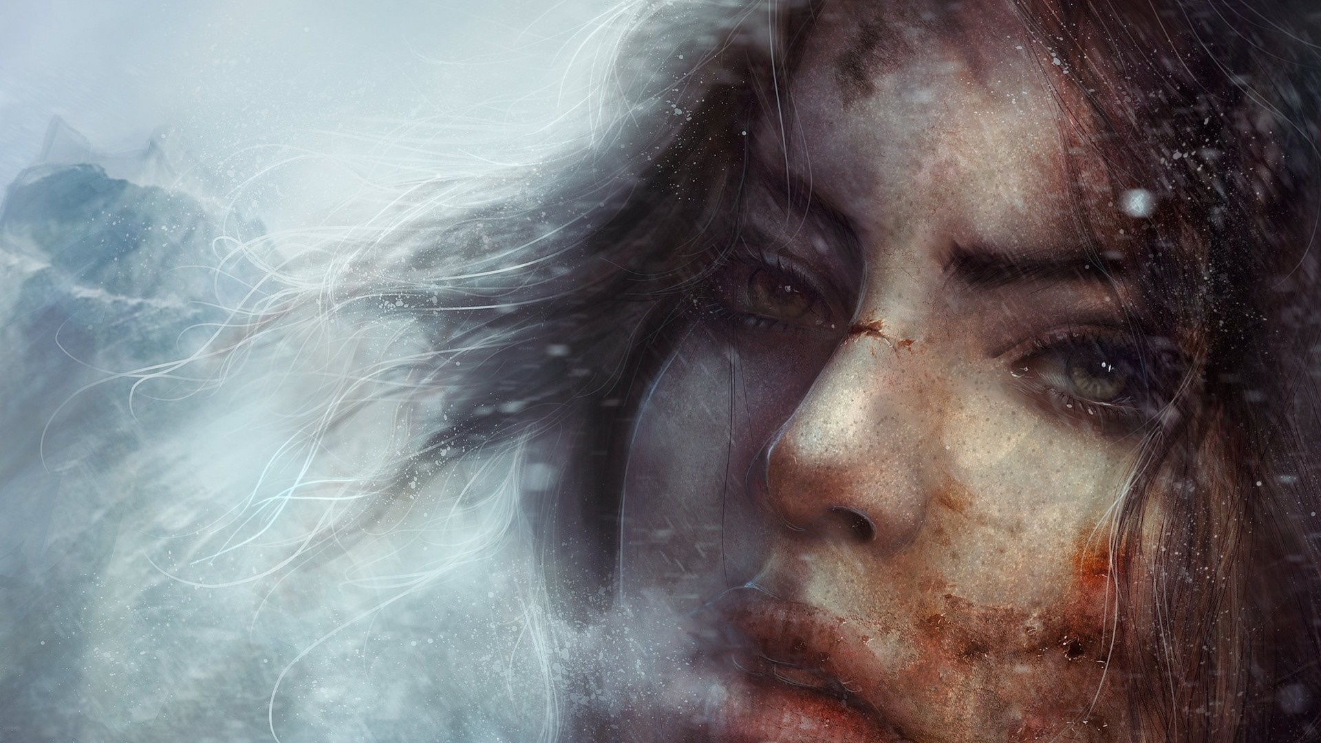 Lara Croft from Tomb Raider in snowy environment HD Wallpaper