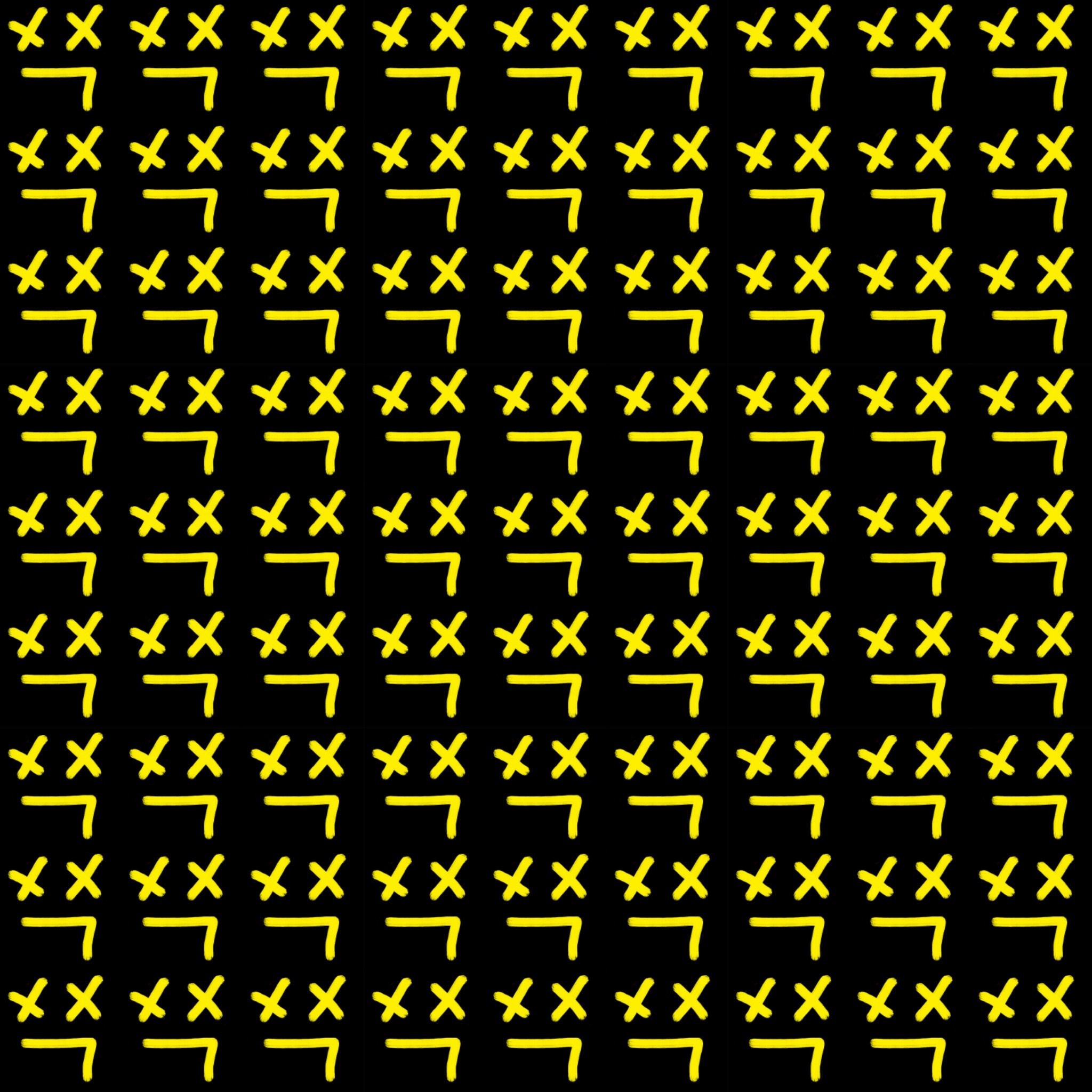 Yellow 'X' and 'L' shapes on black background HD Wallpaper