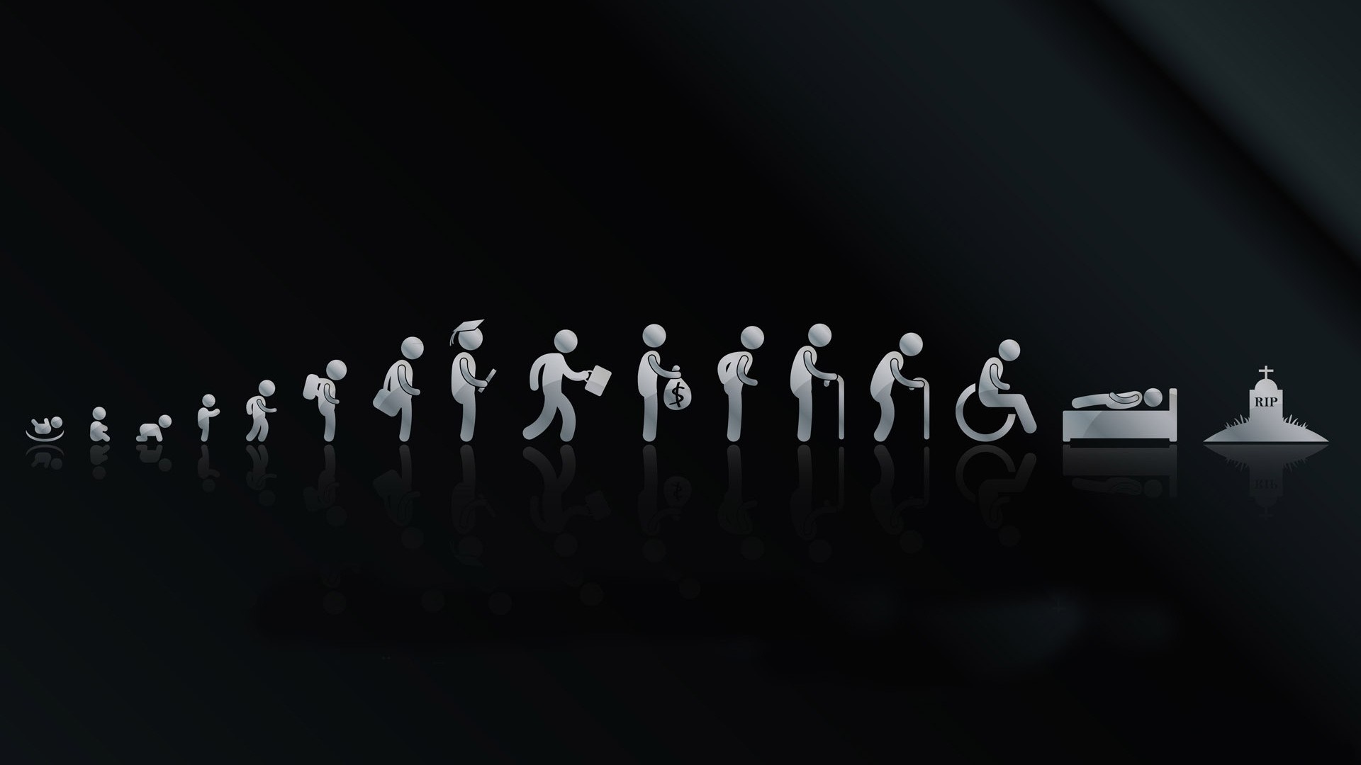 Life cycle from birth to death with tombstone HD Wallpaper