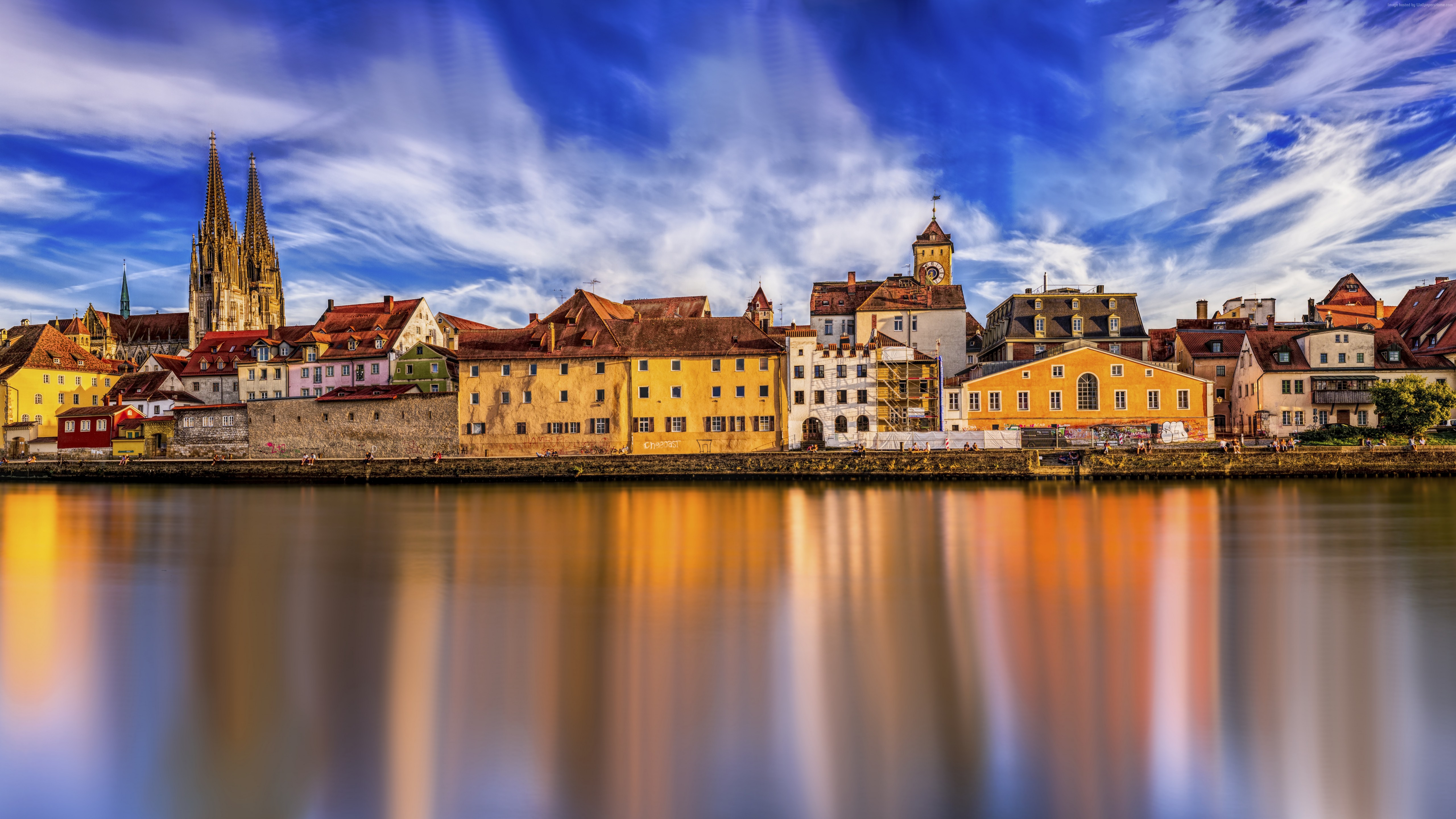 Regensburg cityscape on the Danube River in Germany HD Wallpaper