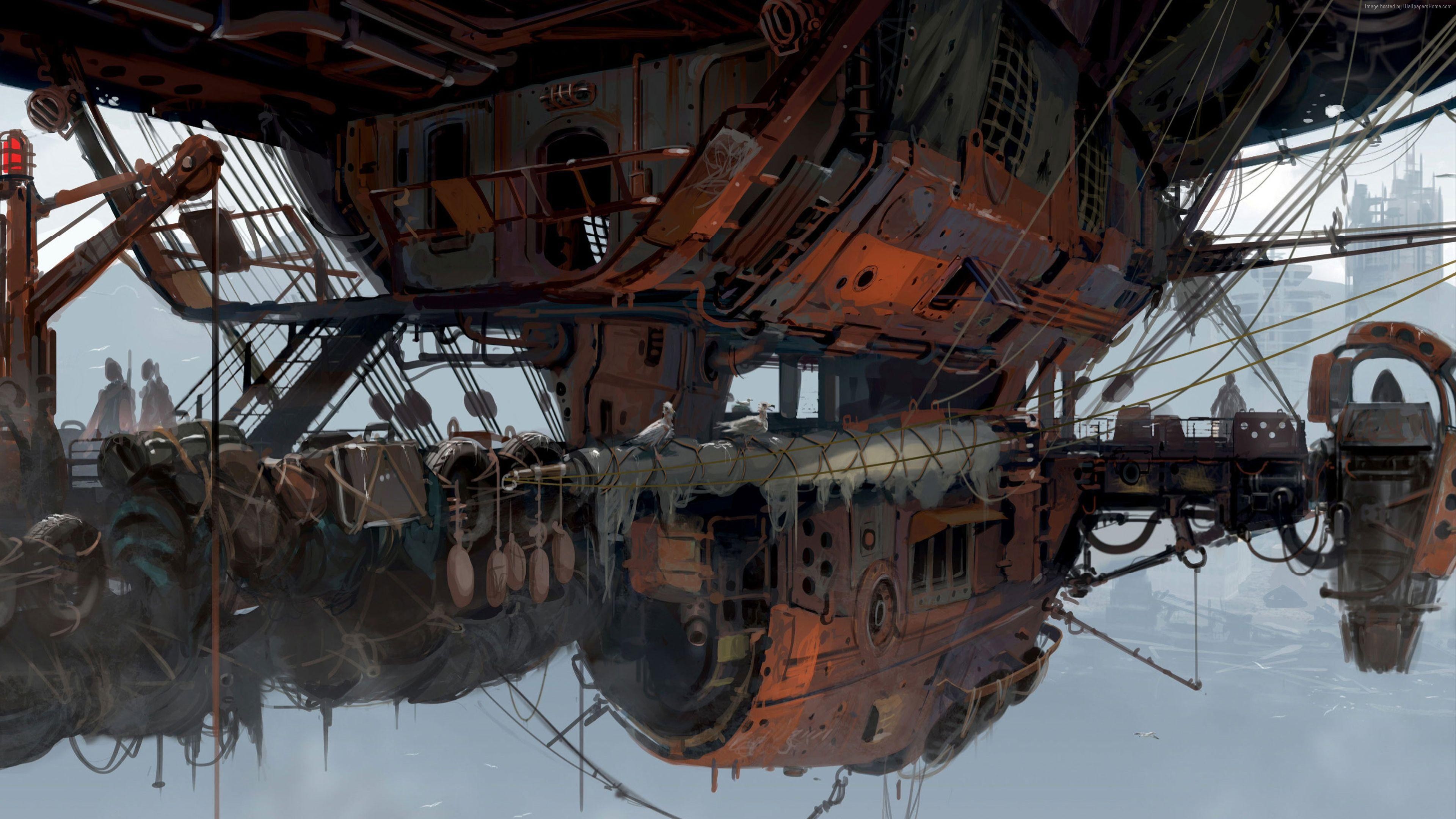 4K The Prydwen airship art HD Wallpaper