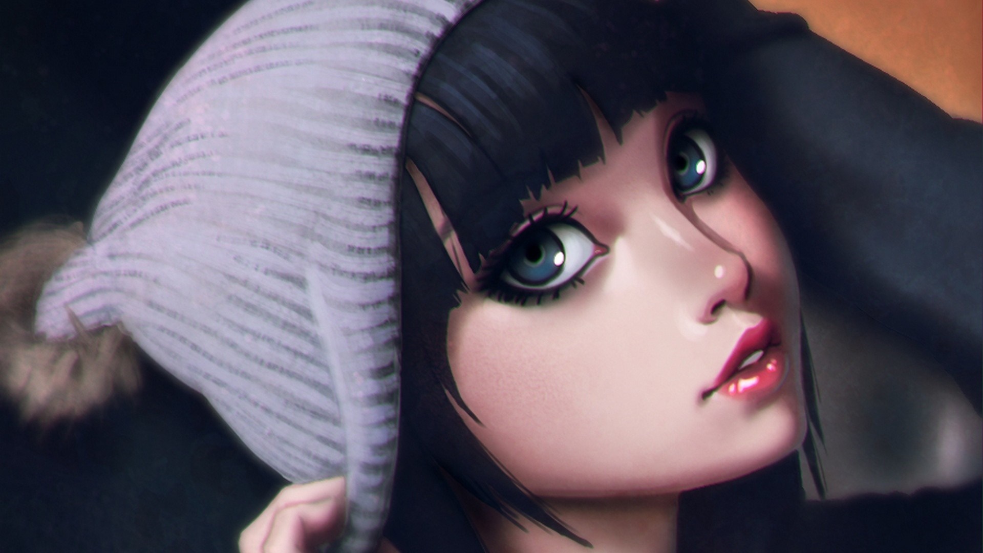 Ilya Kuvshinov Style Anime Girl with Blue Eyes HD Wallpaper