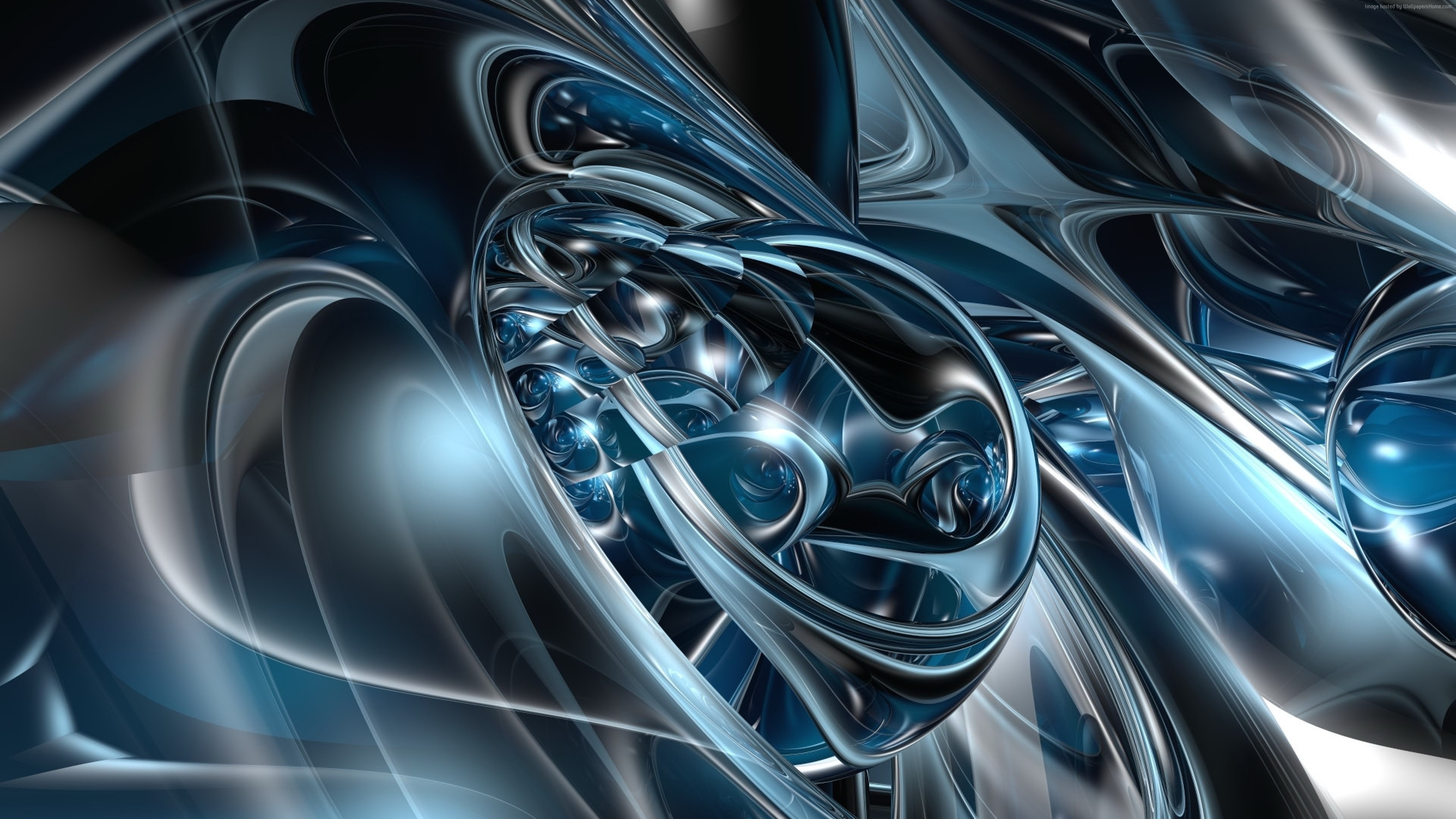 Abstract 4K Metallic Shapes HD Wallpaper
