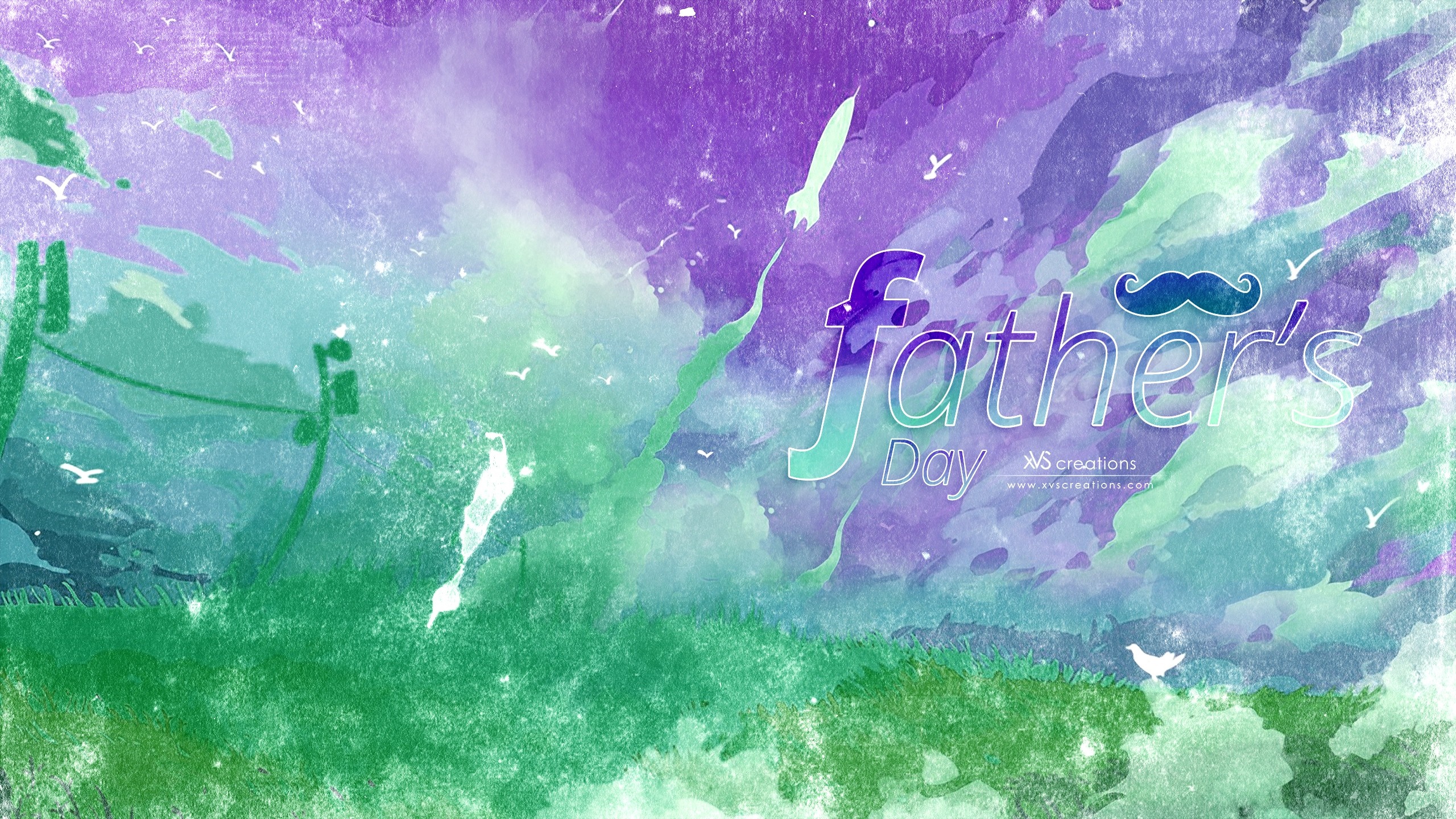Father's Day watercolor illustration with rocket and birds HD Wallpaper