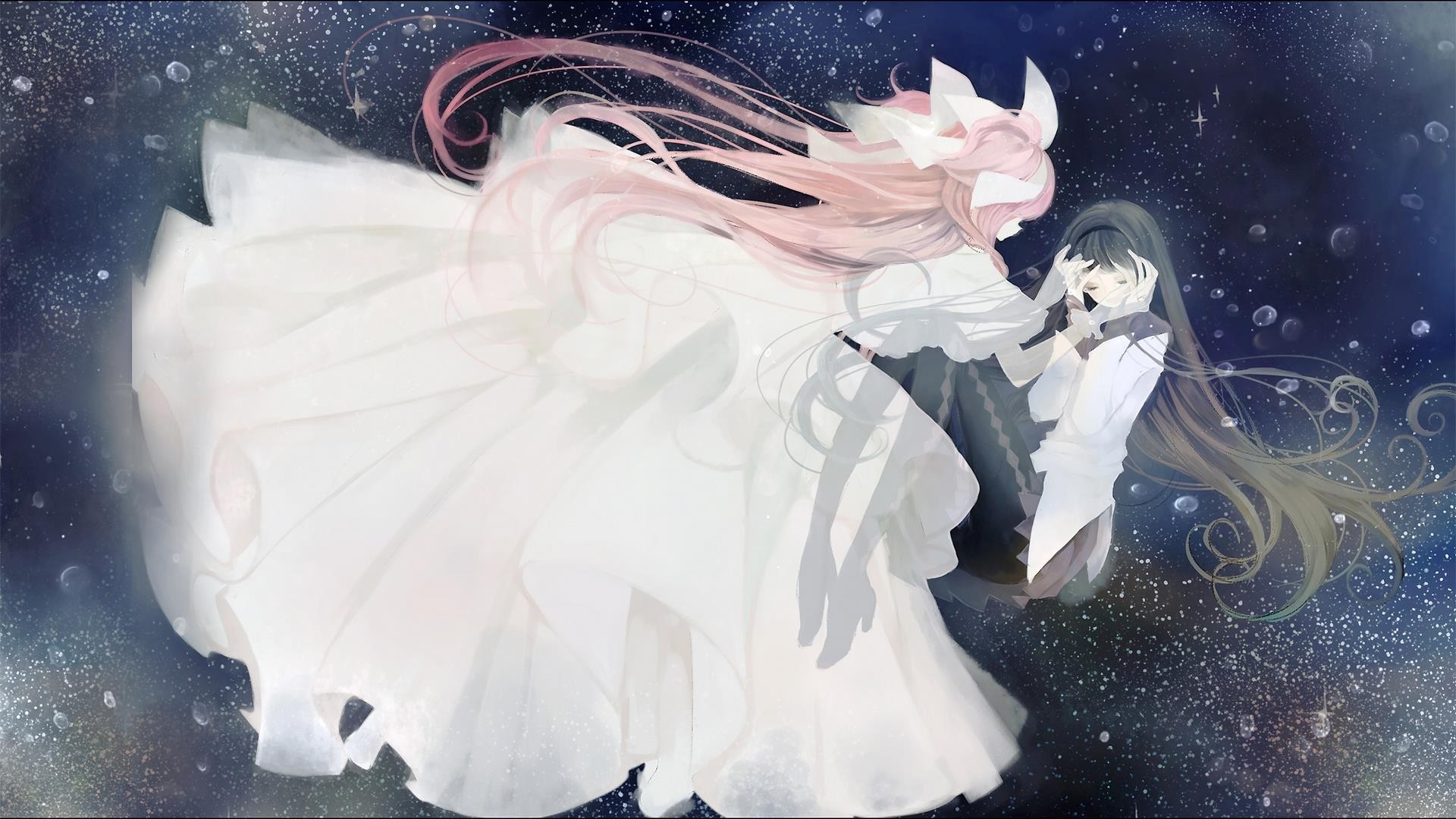 Two anime girls in a starry background HD Wallpaper