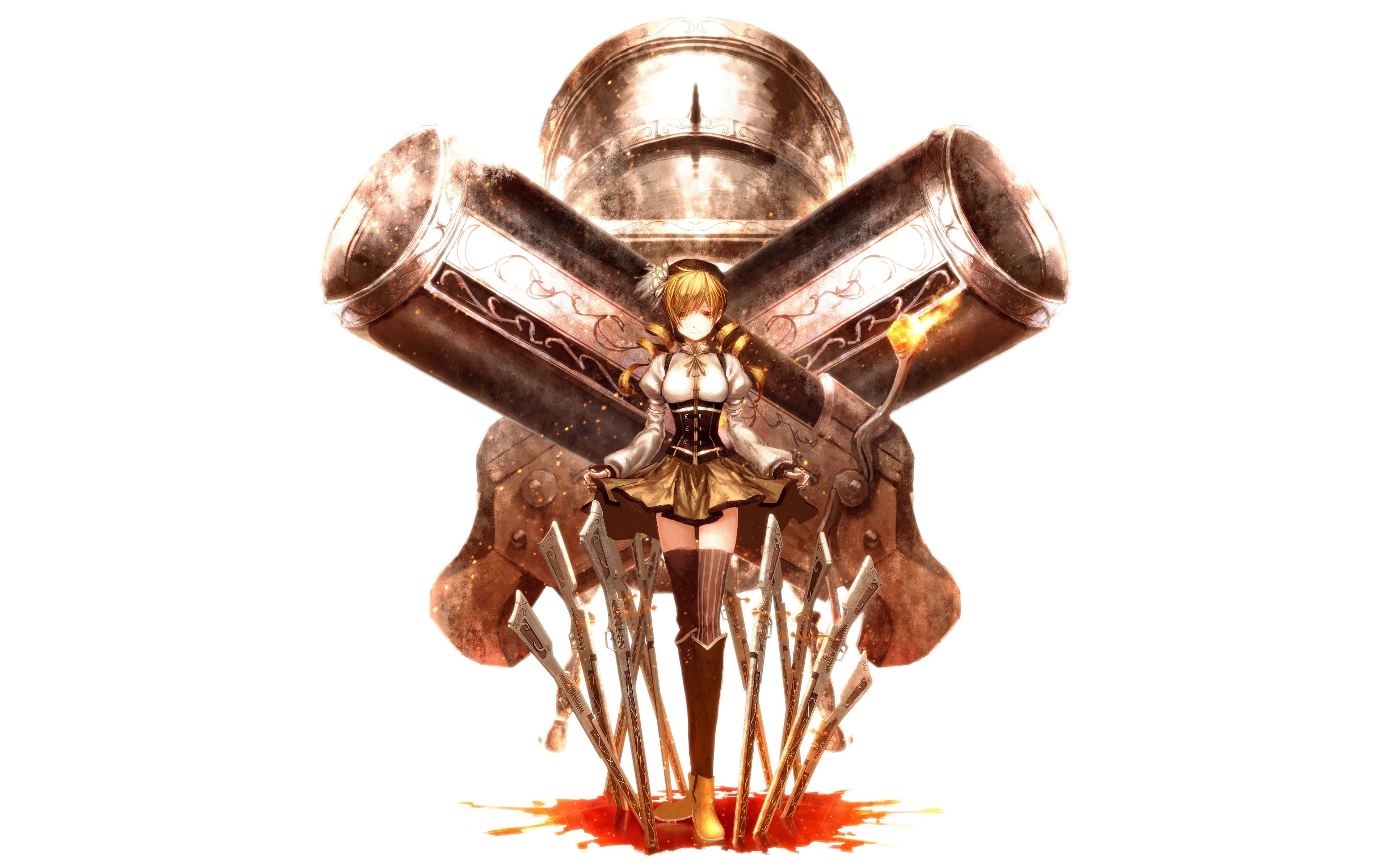 Mami Tomoe from Mahou Shoujo Madoka Magica with cannons HD Wallpaper