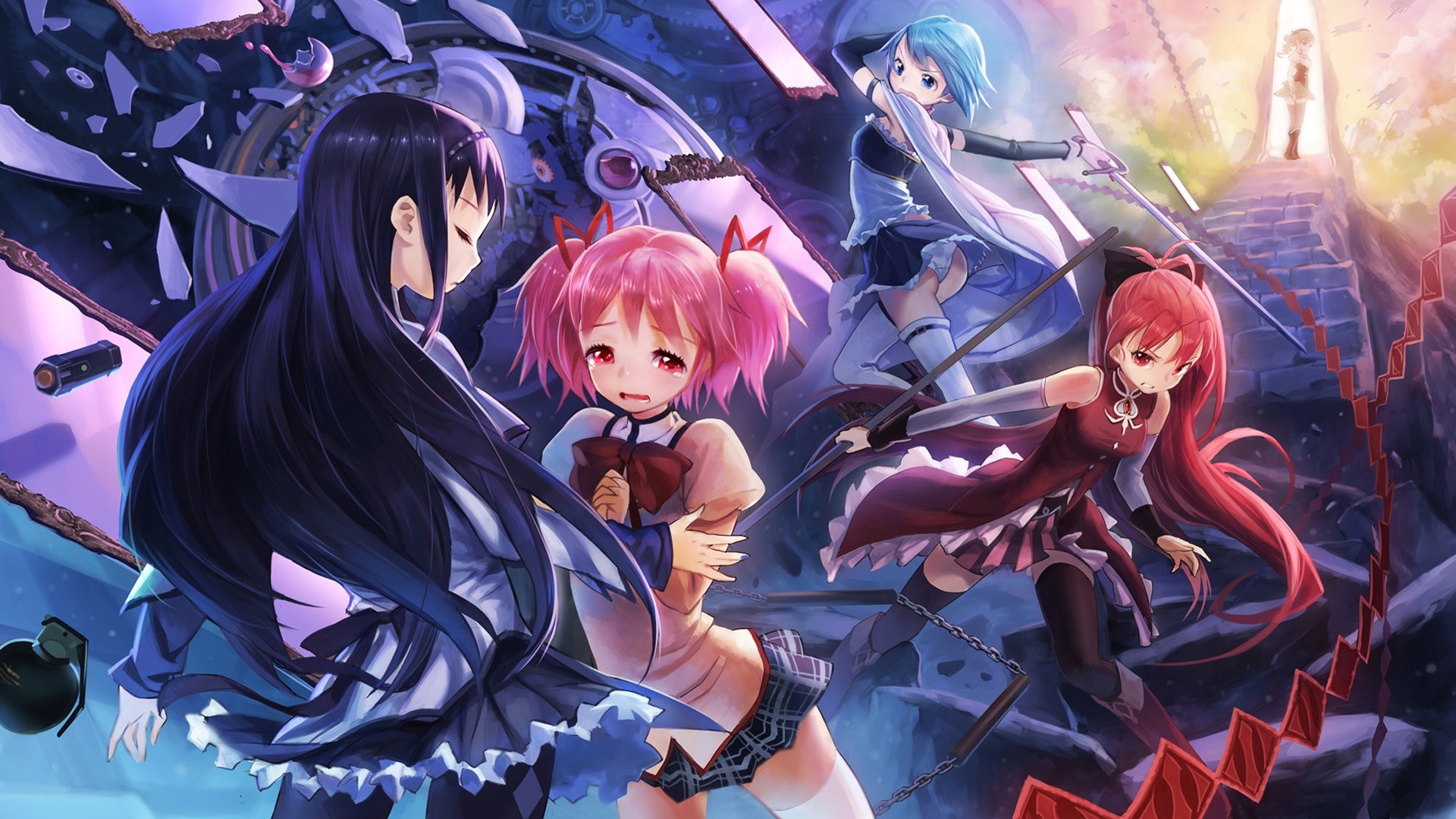Magical Girls from Mahou Shoujo Madoka Magica HD Wallpaper