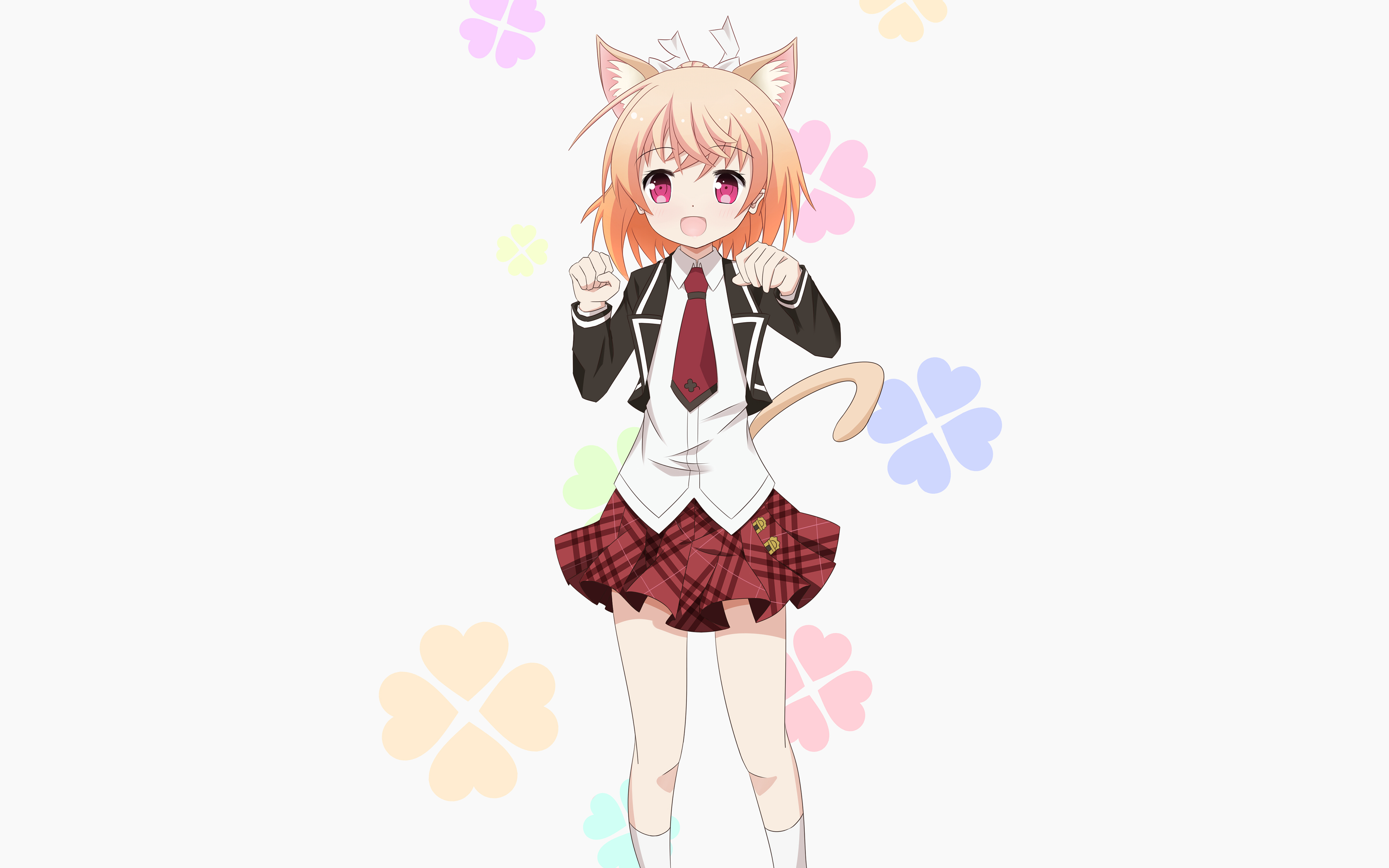 Anime girl with cat ears and tail HD Wallpaper