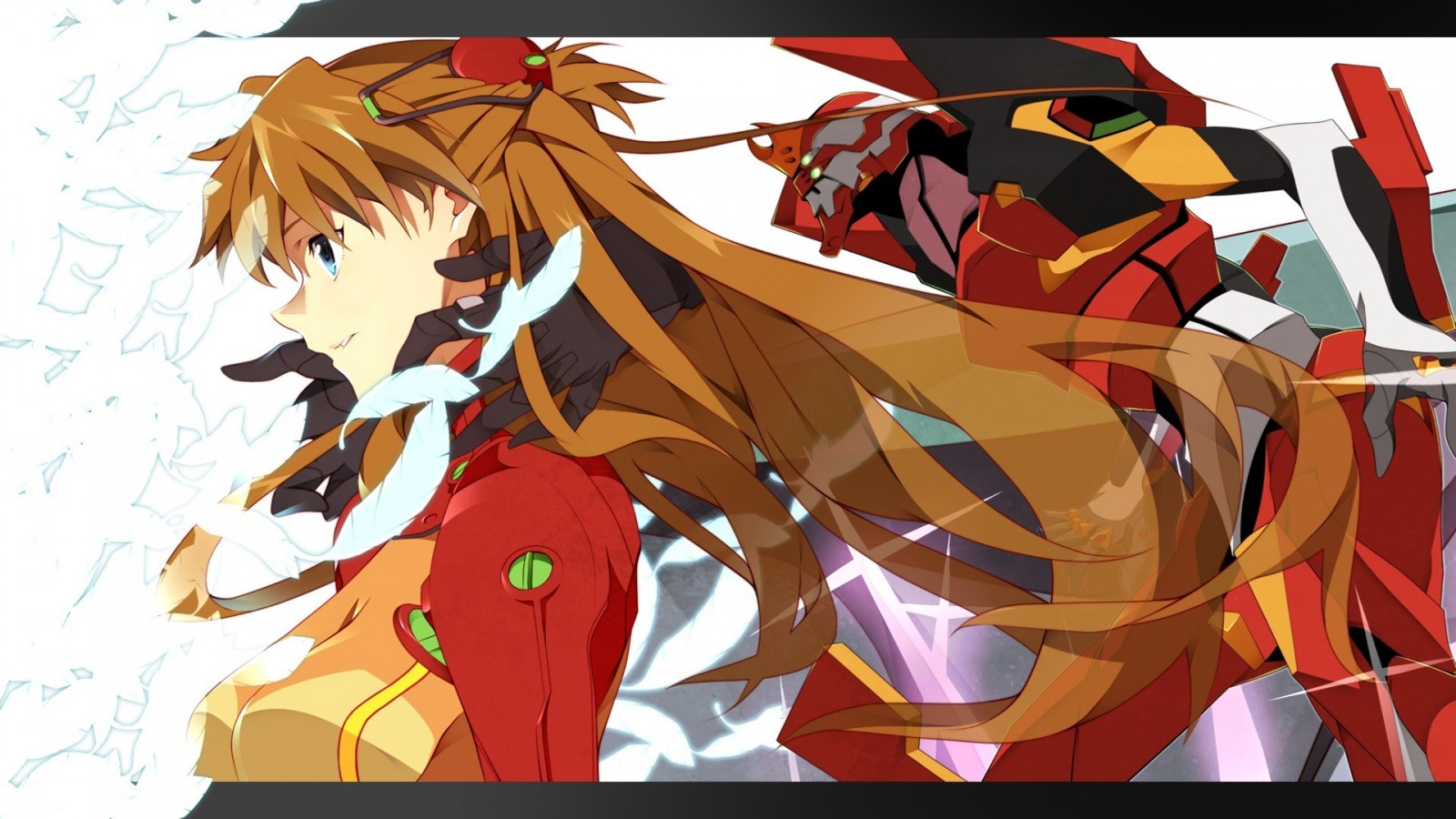 Asuka Langley Soryu and Evangelion Unit-02 from Neon Genesis Evangelion HD Wallpaper