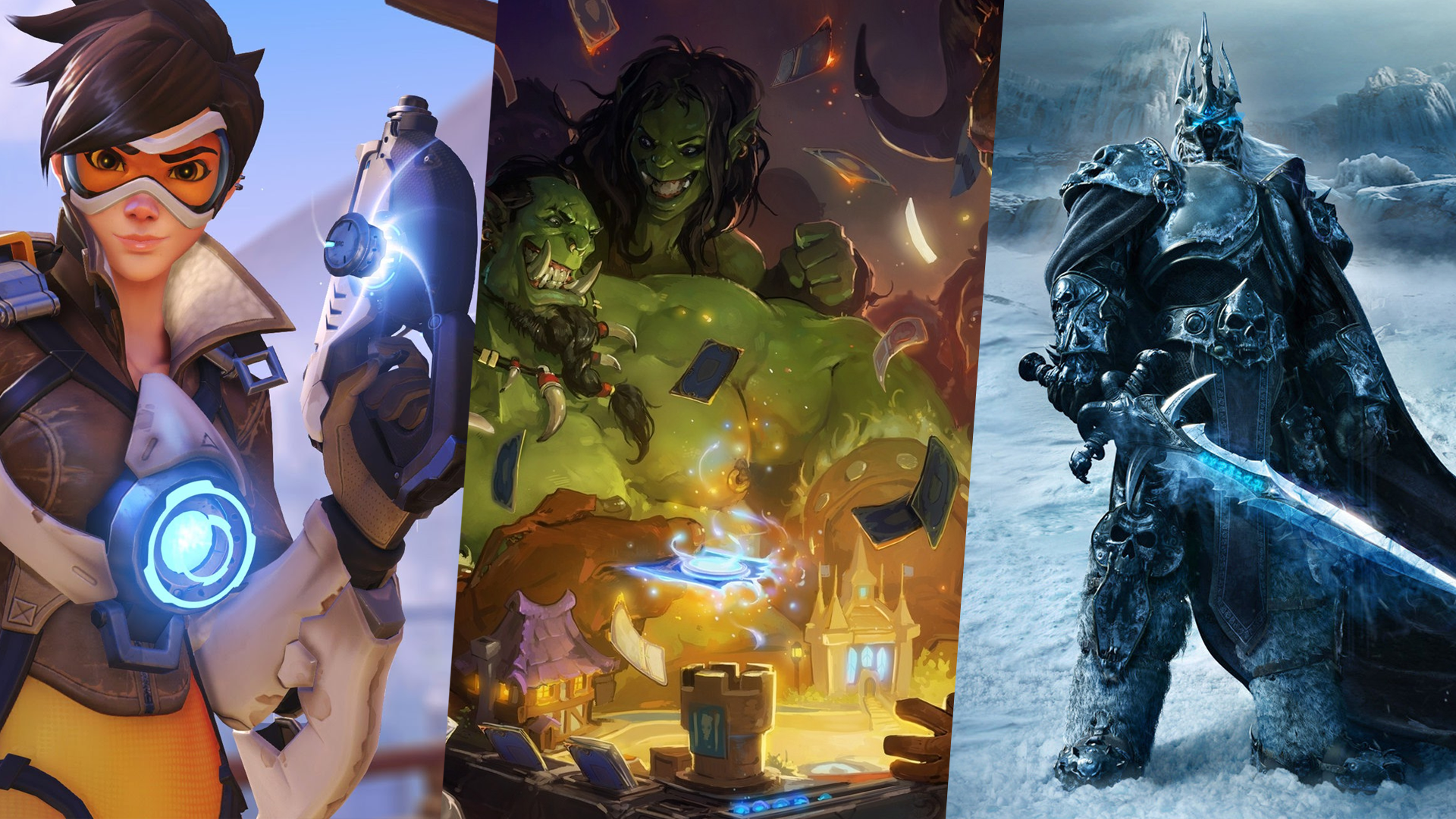Tracer from Overwatch, Hearthstone Orcs, and The Lich King from Warcraft HD Wallpaper