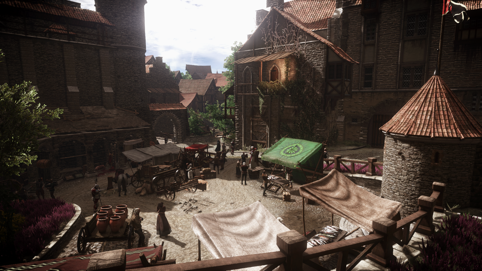 The Witcher 3 Wild Hunt marketplace scene HD Wallpaper