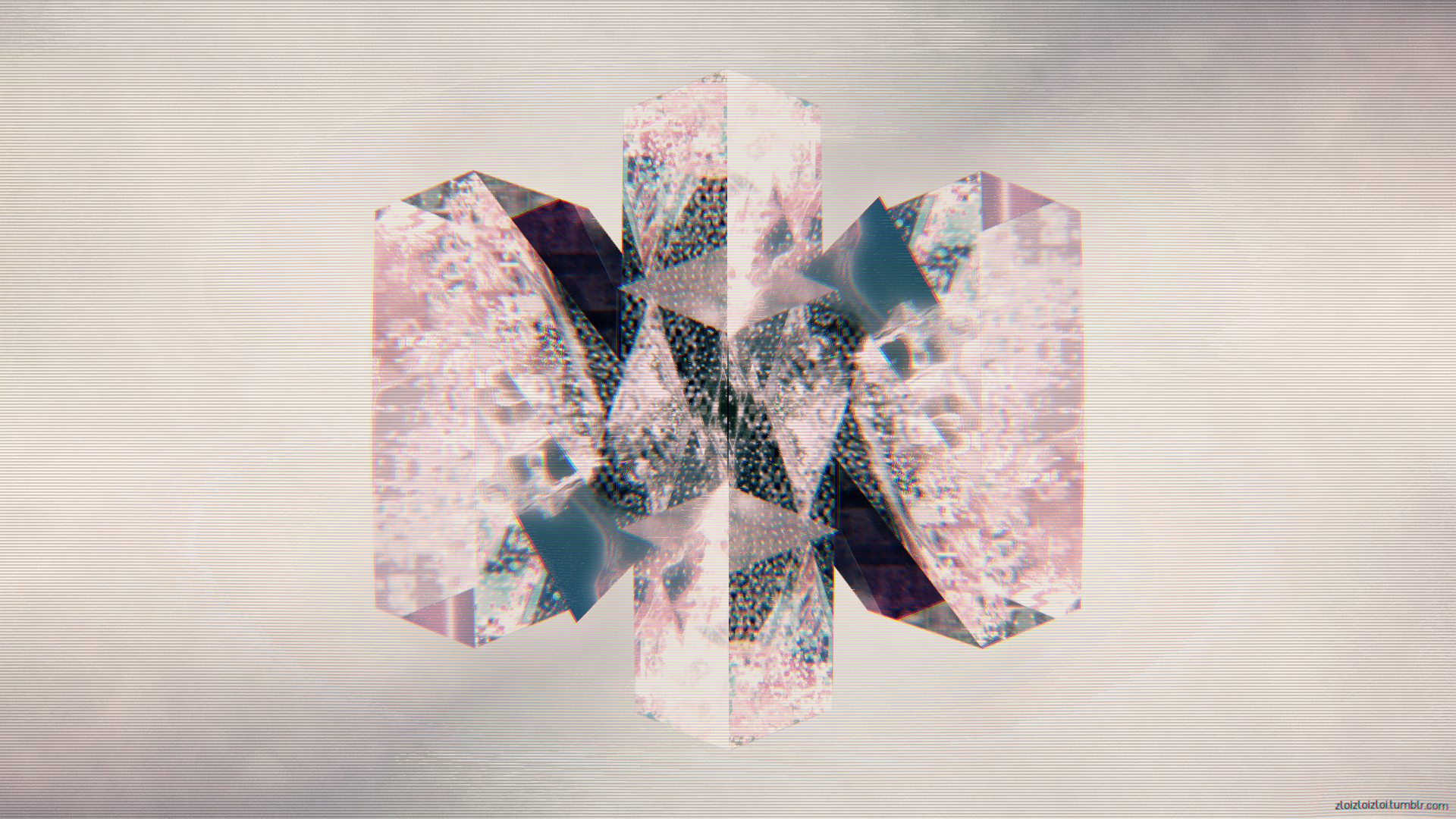 Abstract geometric crystal with glitch art effect HD Wallpaper