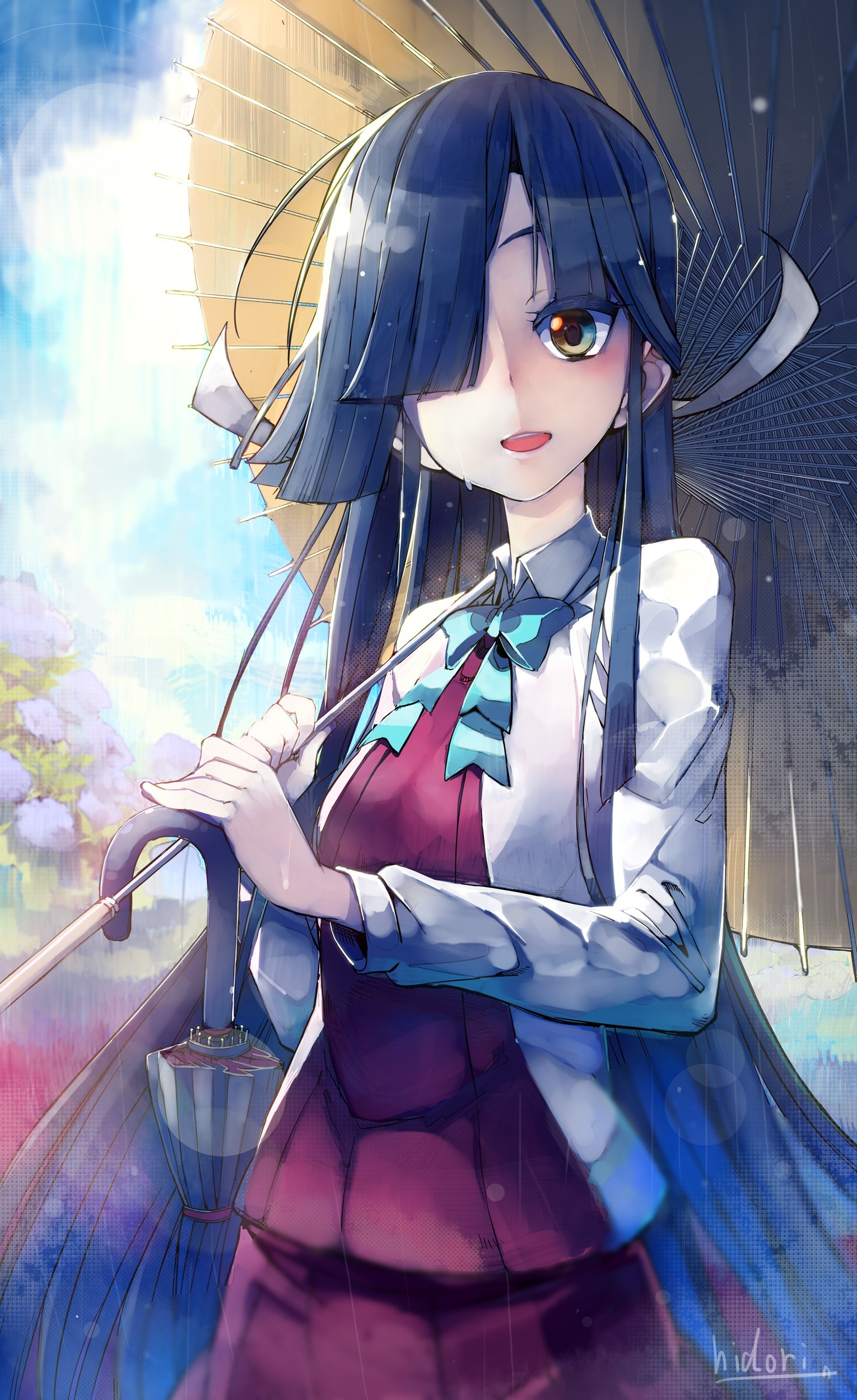 Hayashimo from Kantai Collection holding an umbrella HD Wallpaper