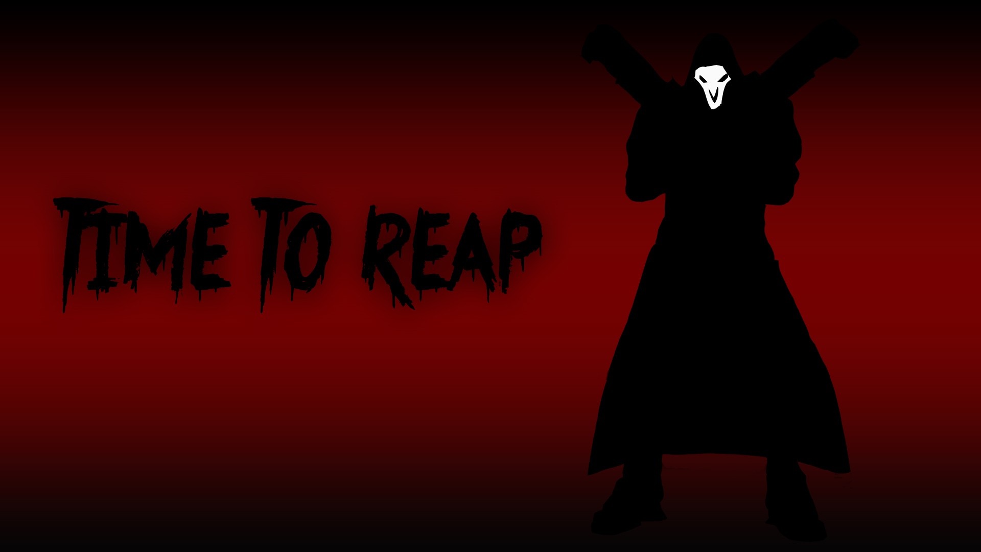 Reaper from Overwatch with 'Time to Reap' text HD Wallpaper