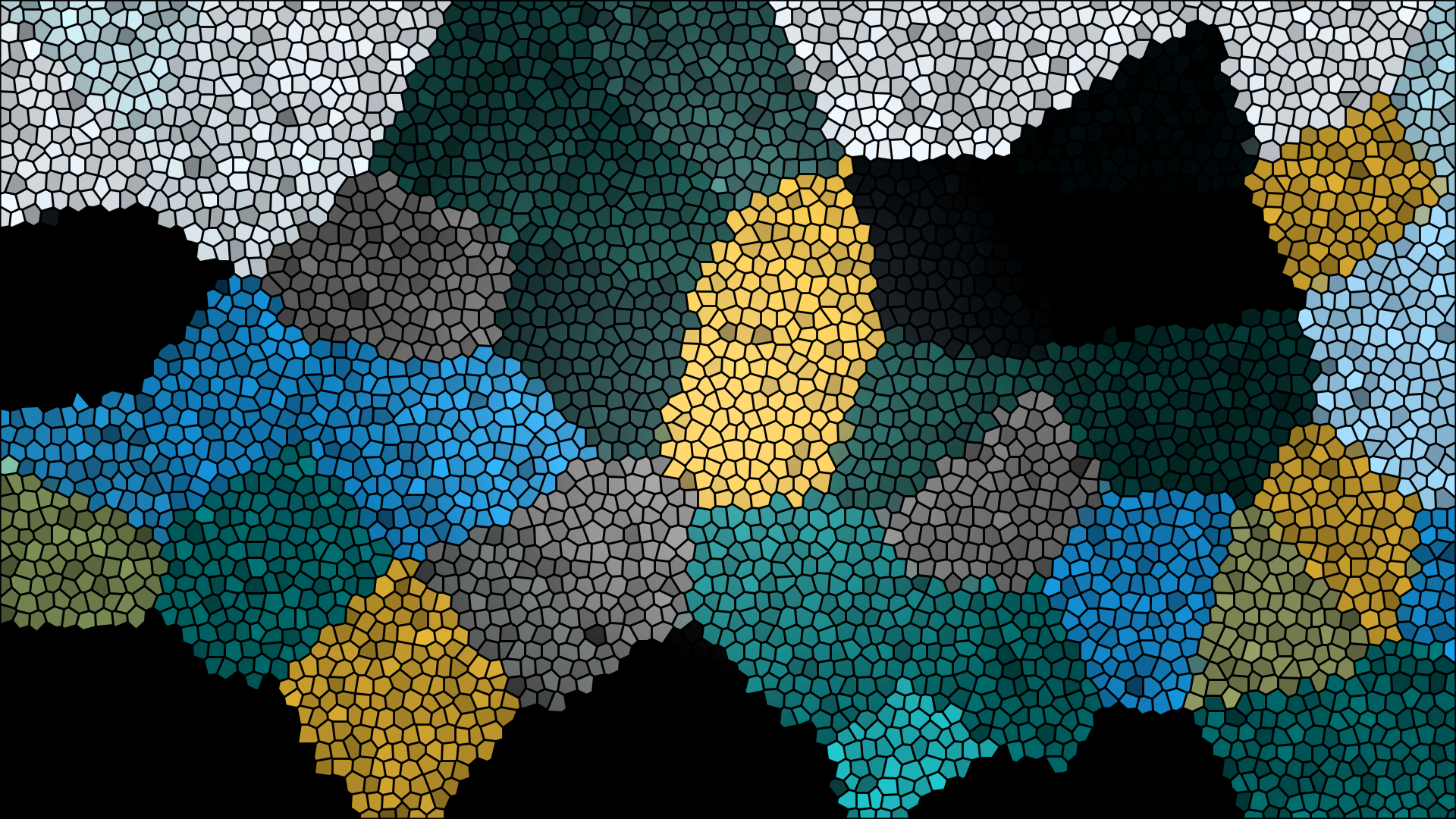 Abstract mosaic pattern with black, yellow, and blue colors HD Wallpaper