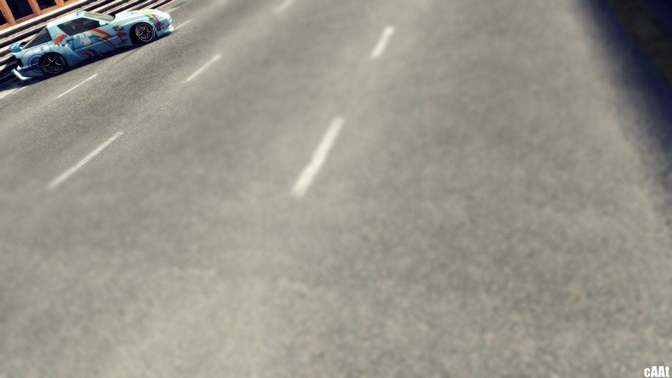 Blue car with rainbow decal on asphalt road HD Wallpaper