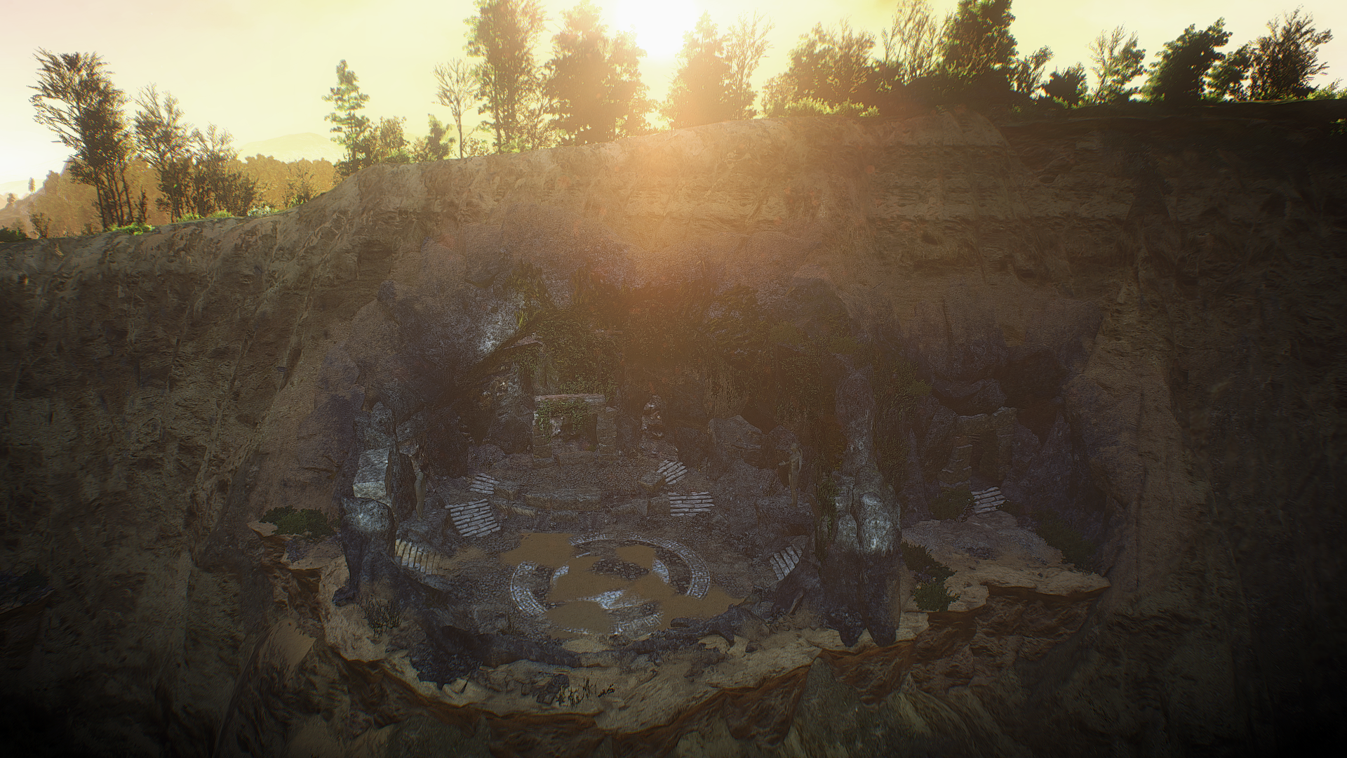 The Witcher 3: Wild Hunt - Ancient ruins in a rocky clearing HD Wallpaper