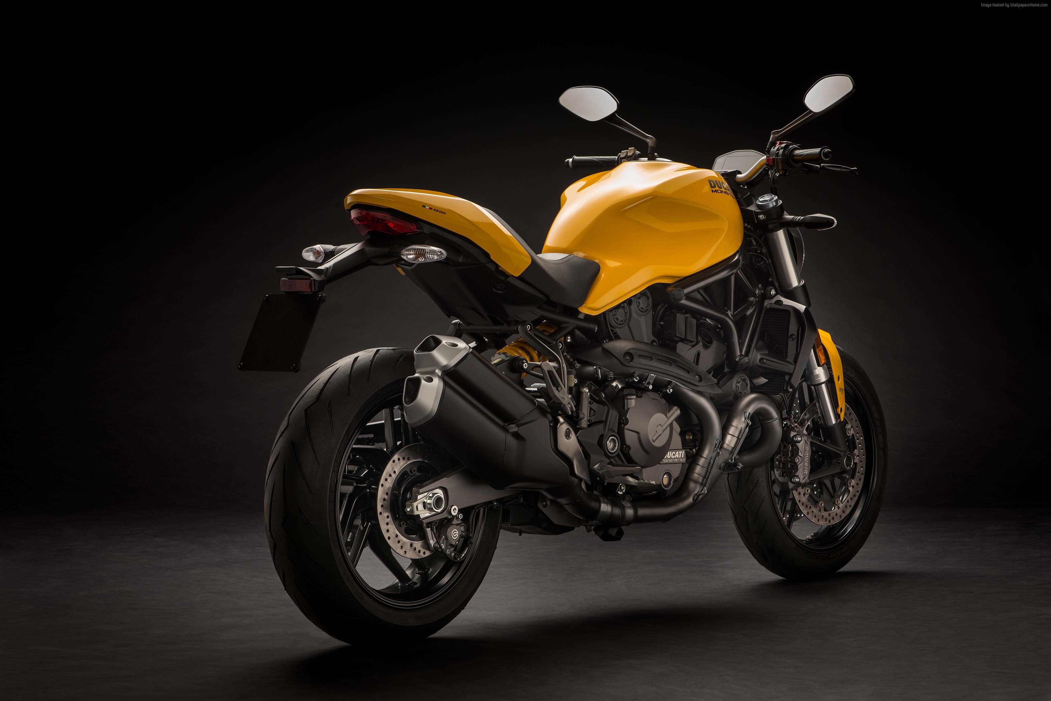 Yellow Ducati Monster 821 Motorcycle HD Wallpaper
