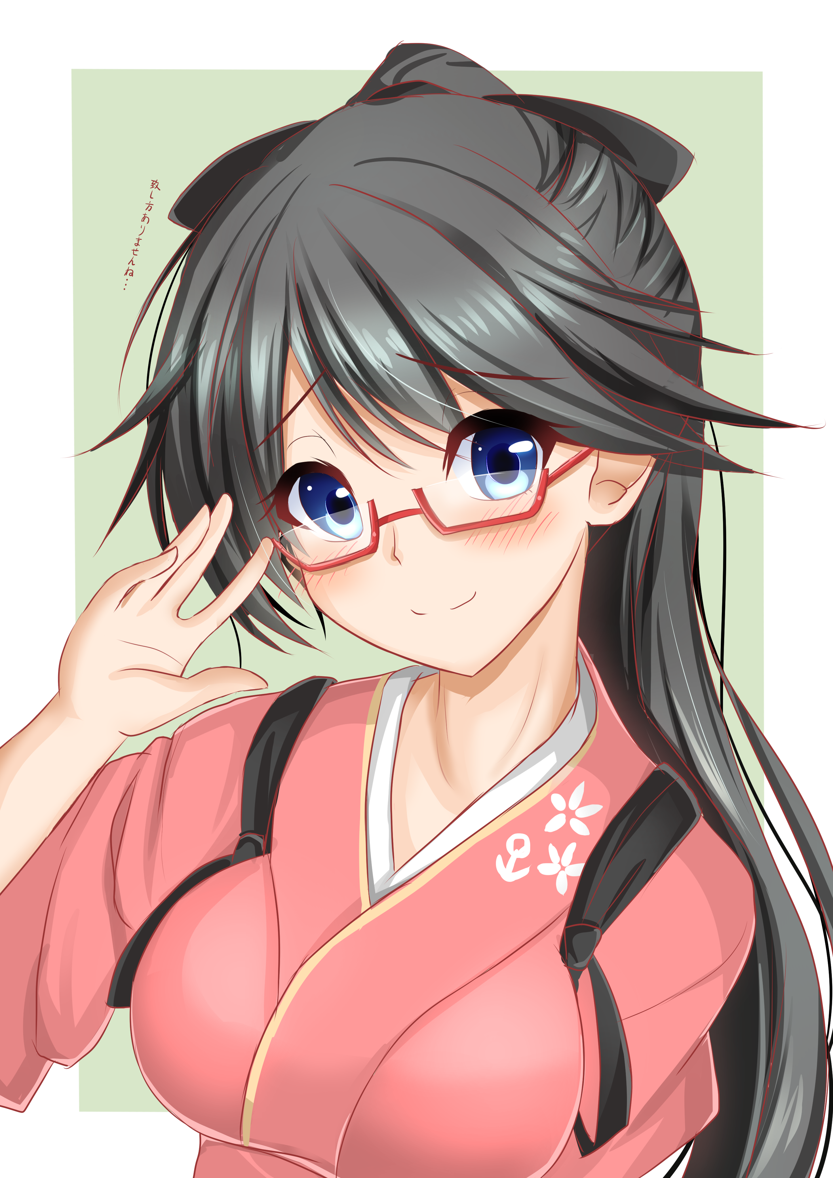Anime girl with glasses and pink kimono HD Wallpaper