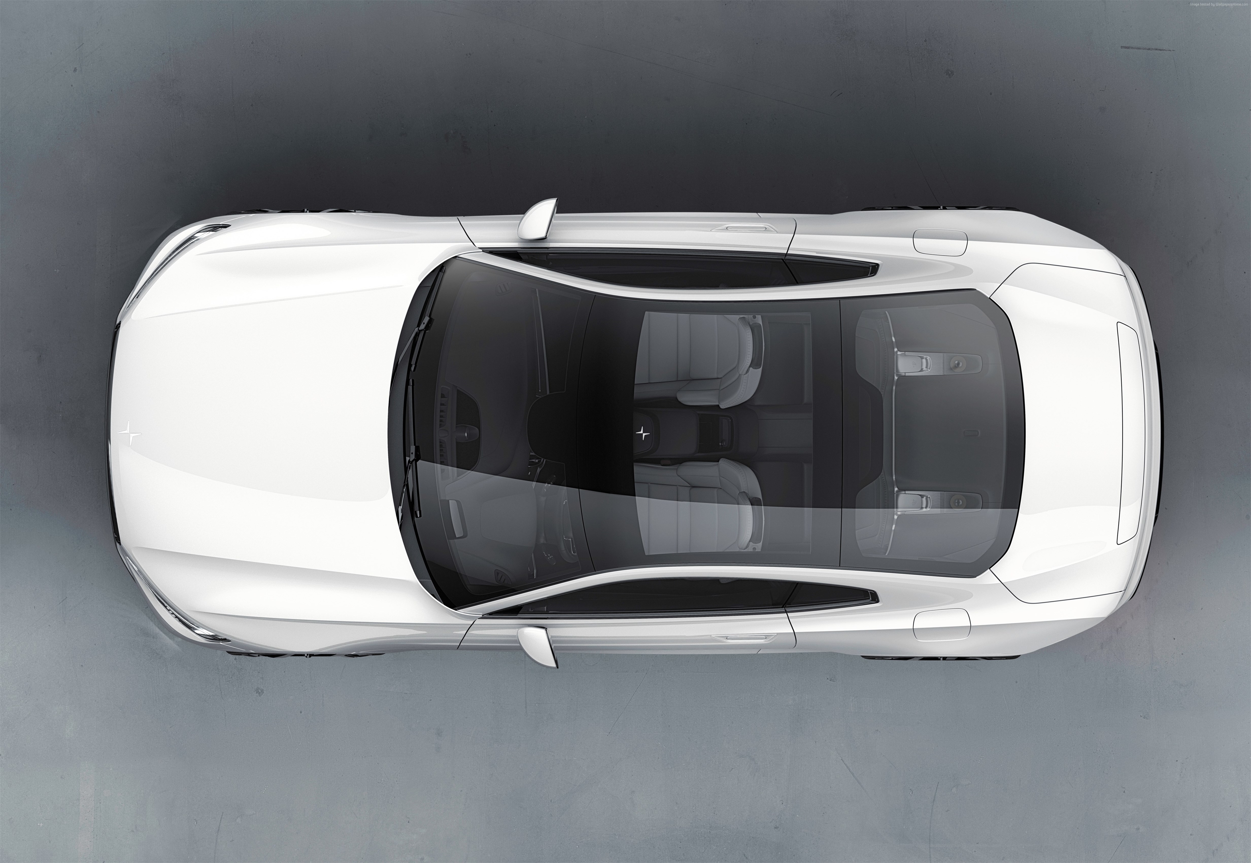 Top view of a white Polestar 1 car HD Wallpaper
