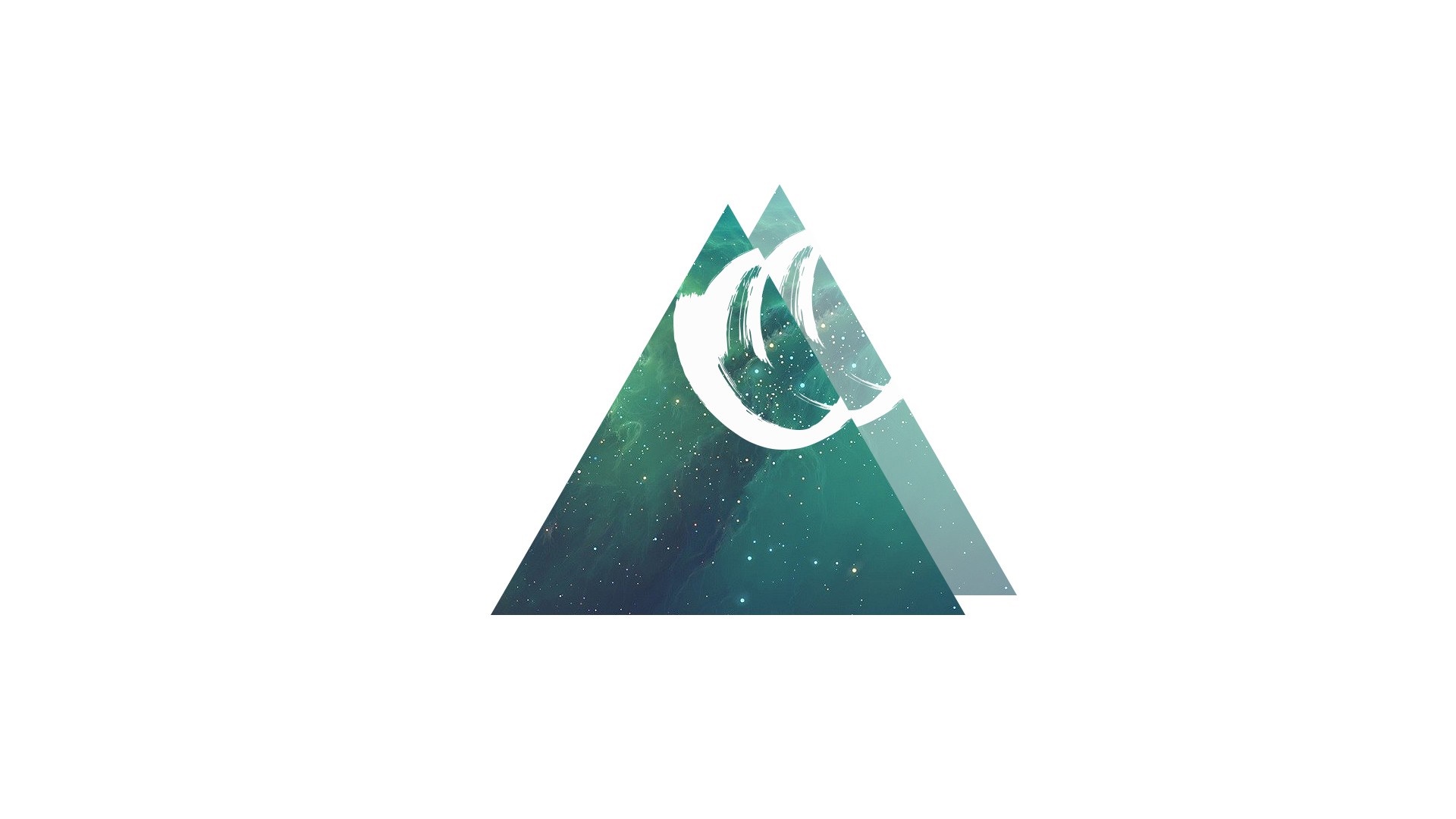 Two overlapping triangles with galaxy texture and white brush strokes HD Wallpaper