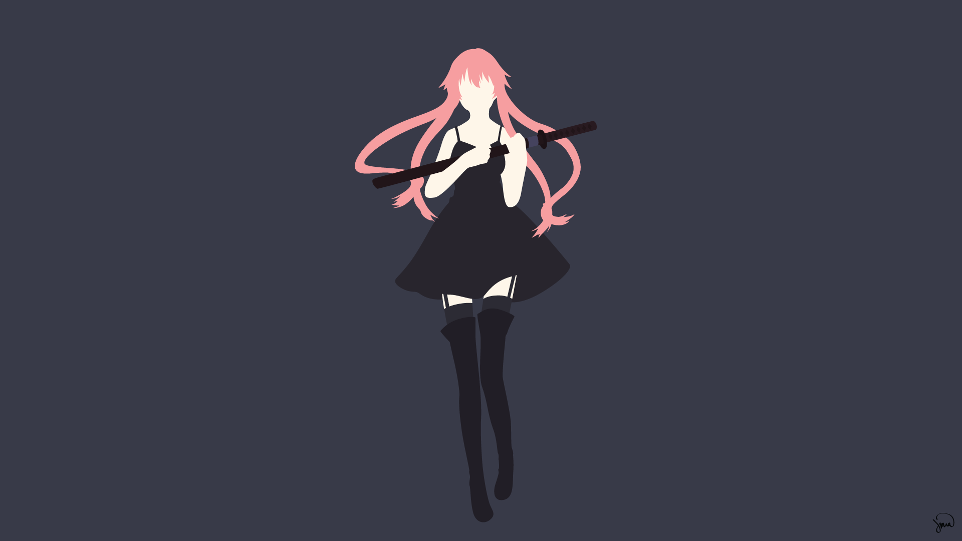 Gasai Yuno from Mirai Nikki with swords HD Wallpaper