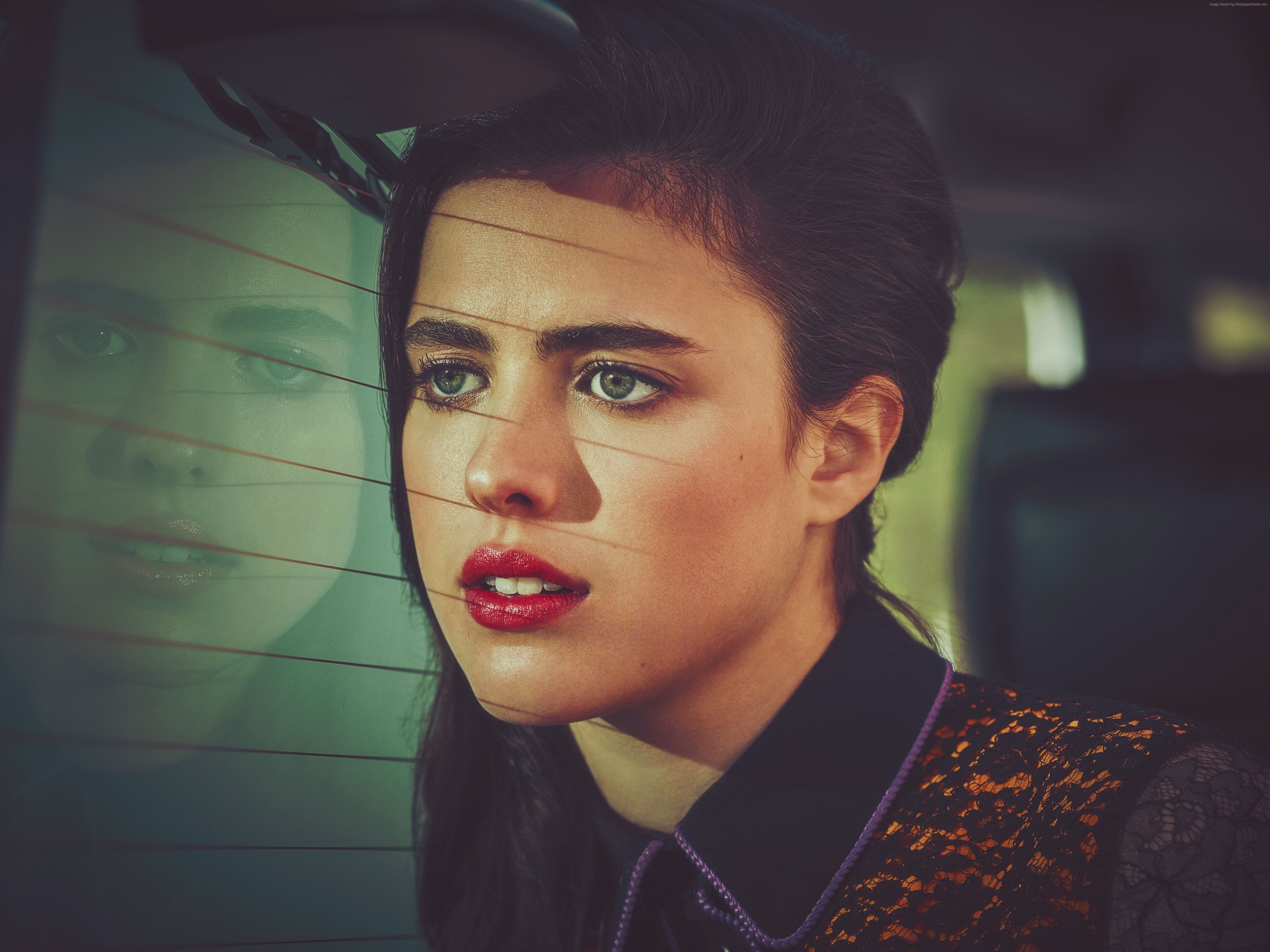 Margaret Qualley in a car HD Wallpaper