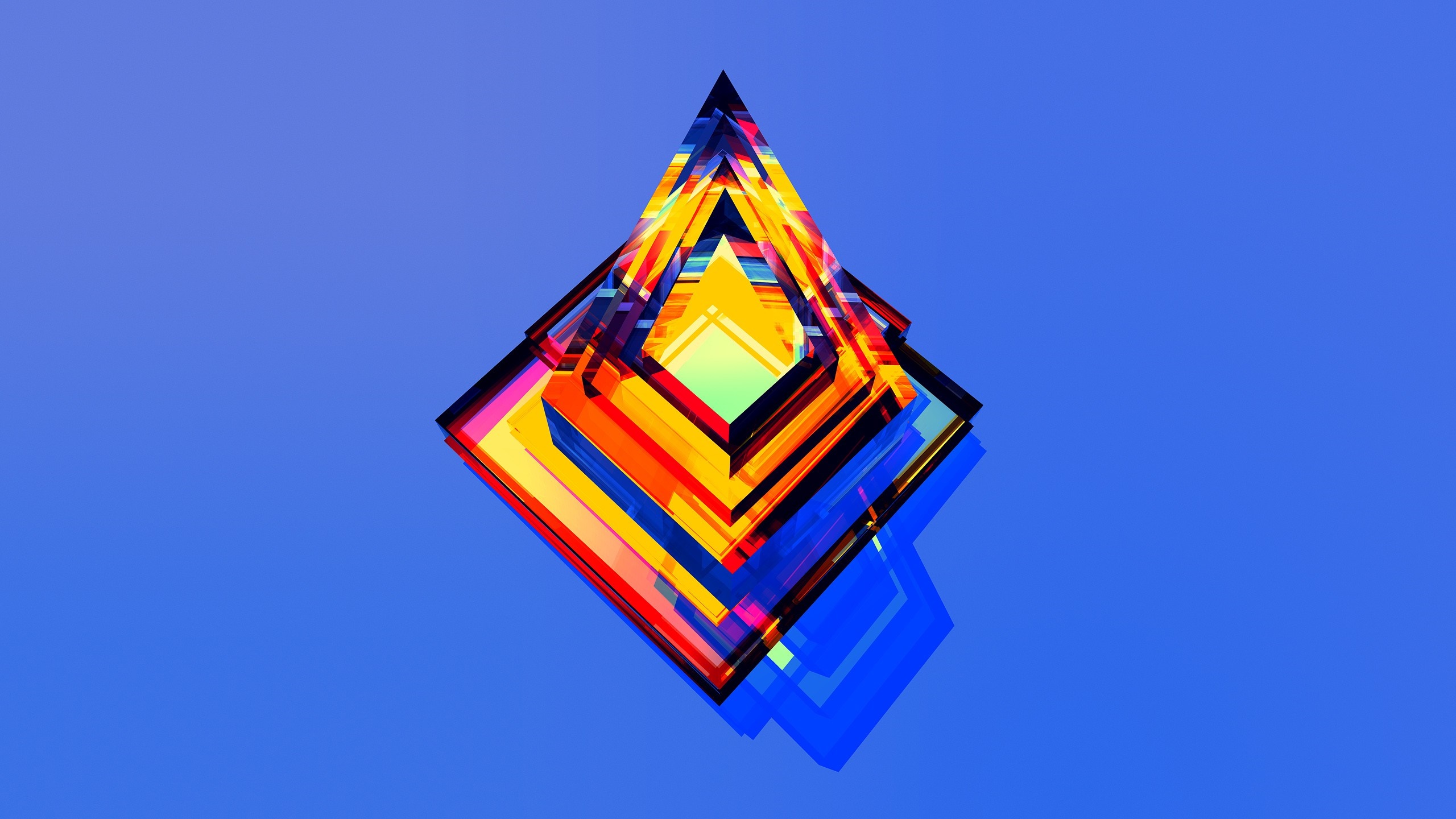 Abstract geometric crystal sculpture with colorful layers HD Wallpaper