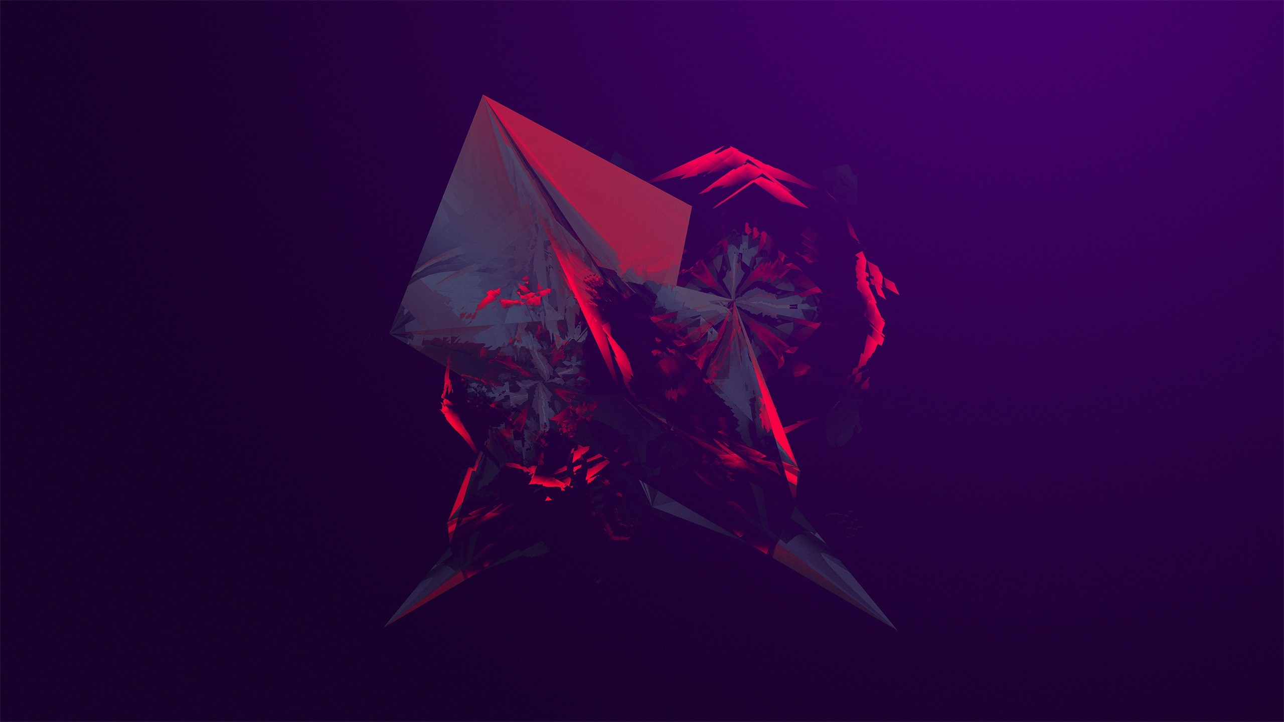 Abstract geometric shapes with red and blue lighting HD Wallpaper