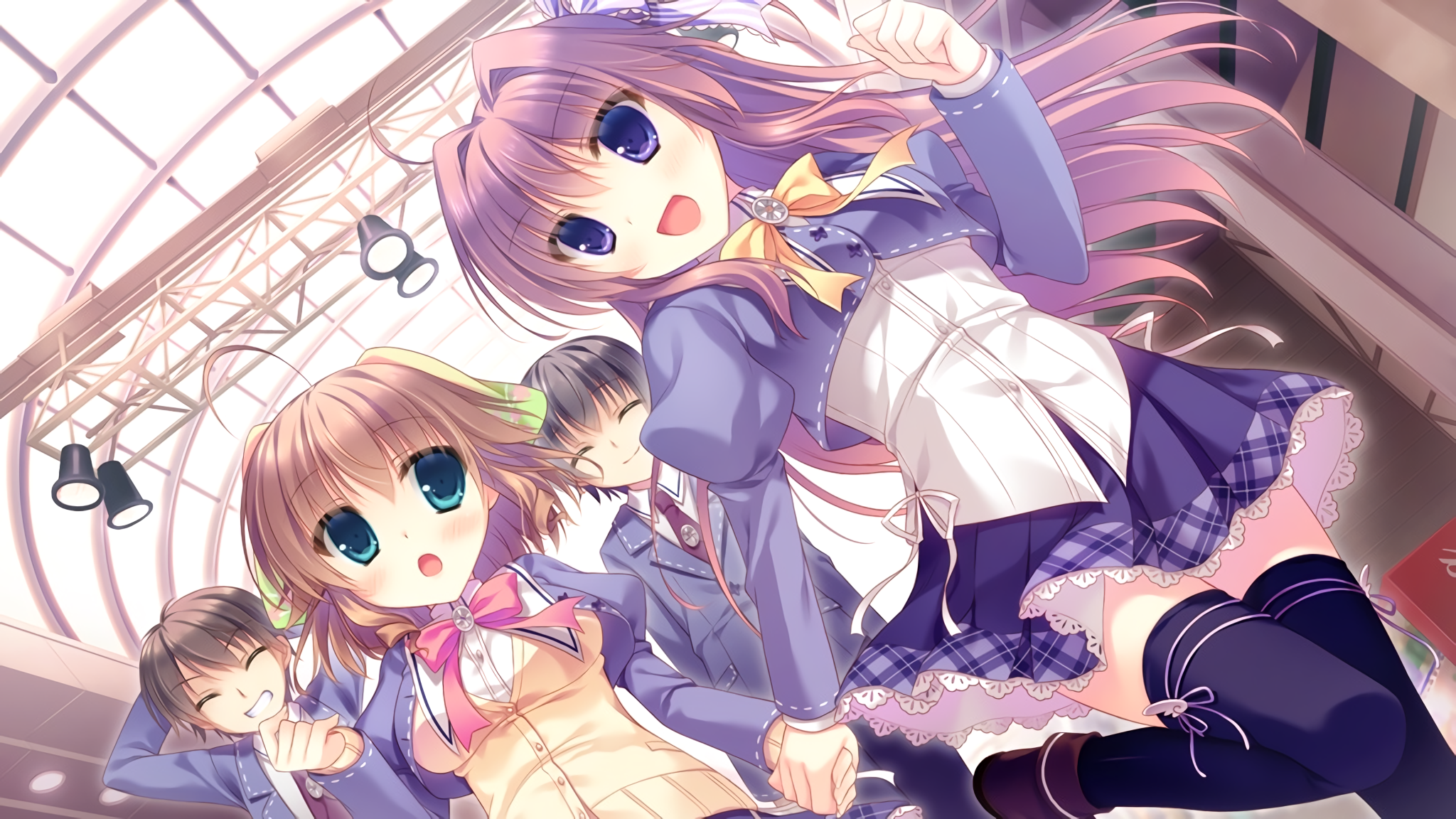 Anime girls in school uniforms from Kimi e Okuru Sora no Hana HD Wallpaper