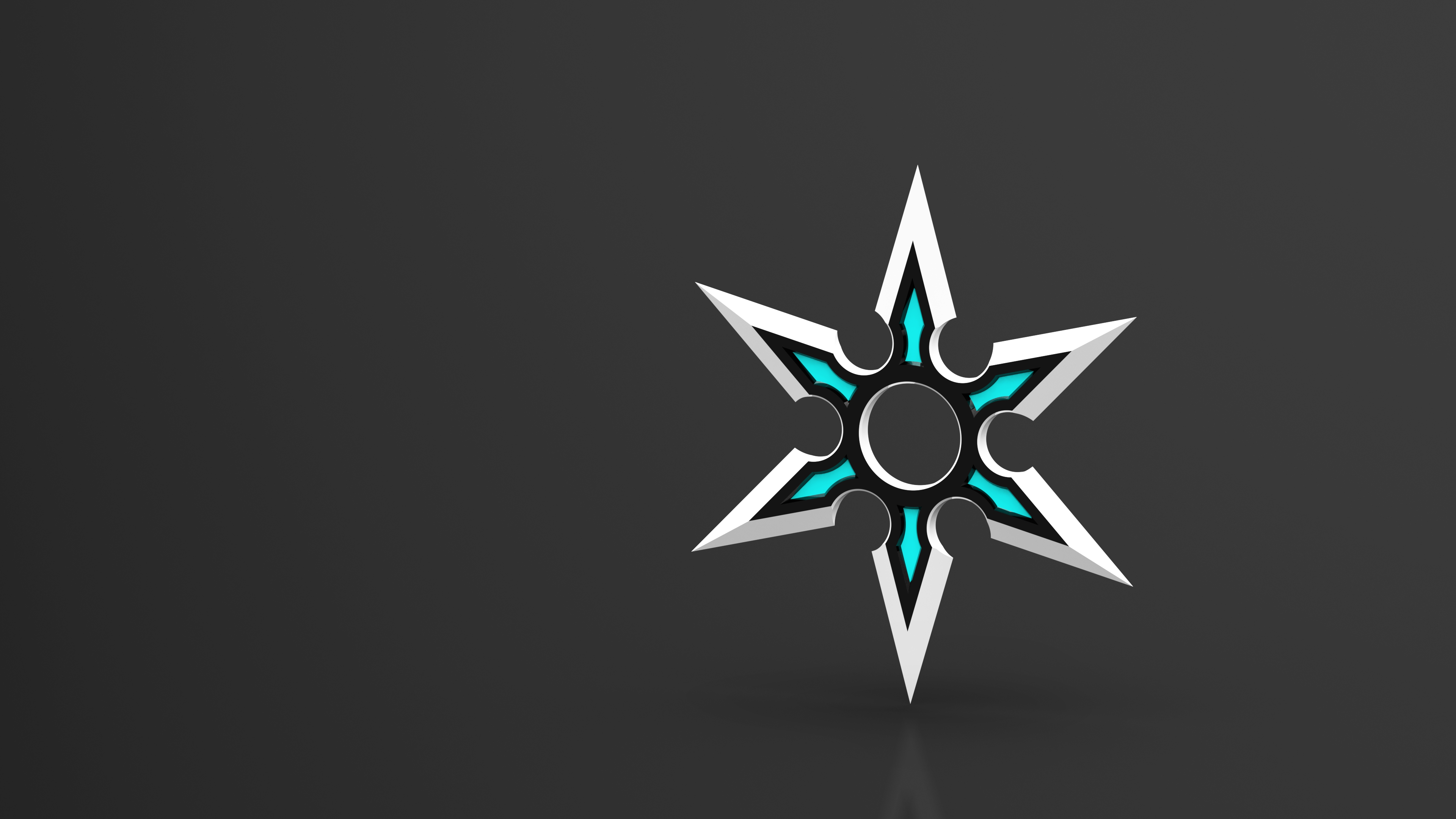 A stylized six-pointed shuriken with blue accents HD Wallpaper