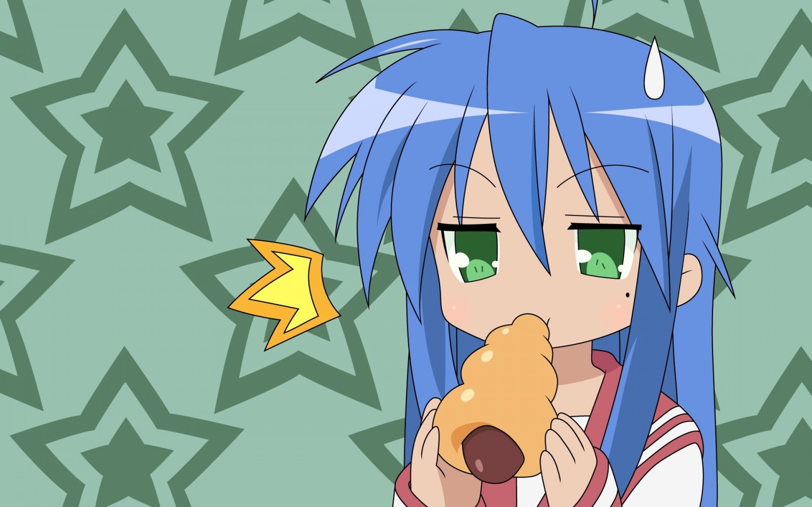 Konata Izumi from Lucky Star eating a pastry HD Wallpaper