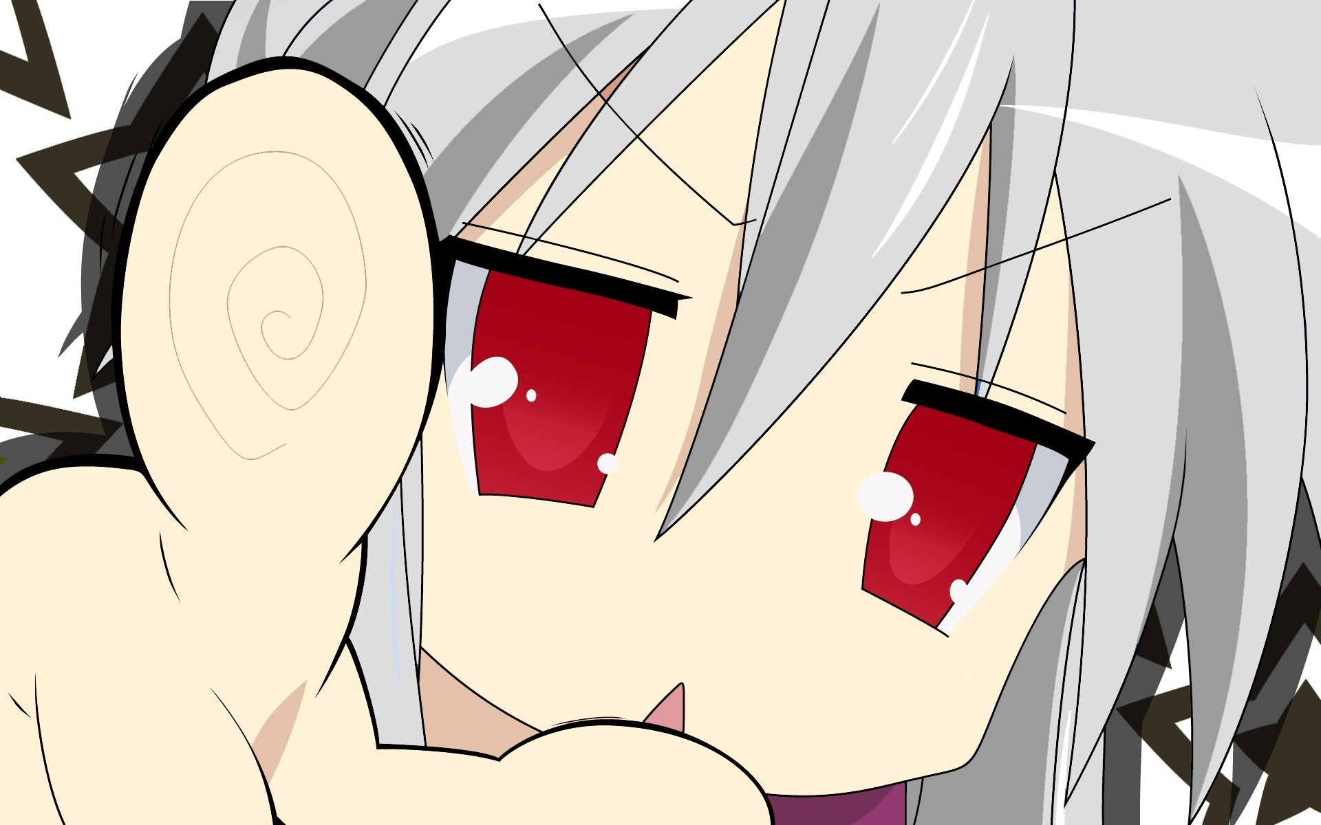 Anime girl with red eyes and white hair HD Wallpaper