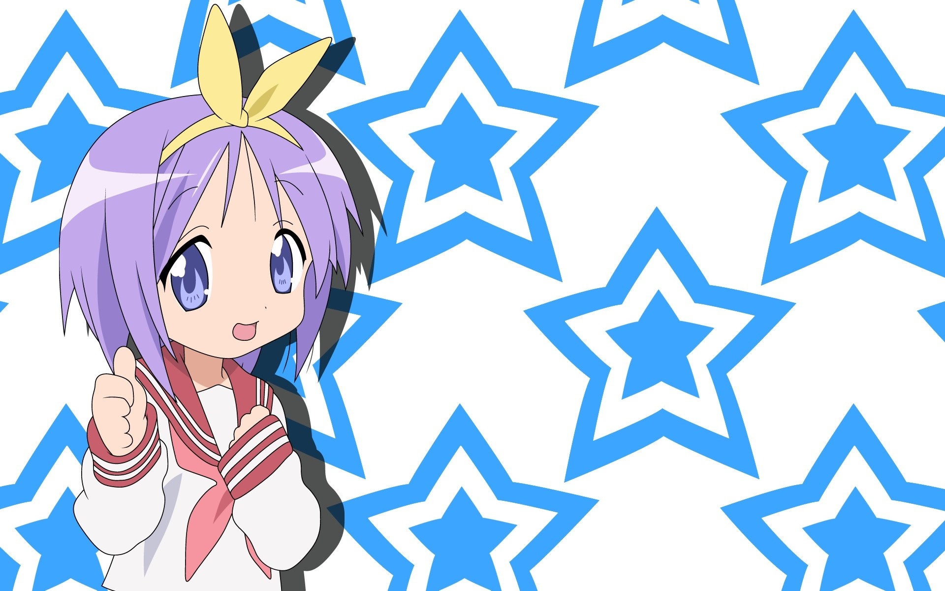 Konata Izumi from Lucky Star with blue stars pattern HD Wallpaper